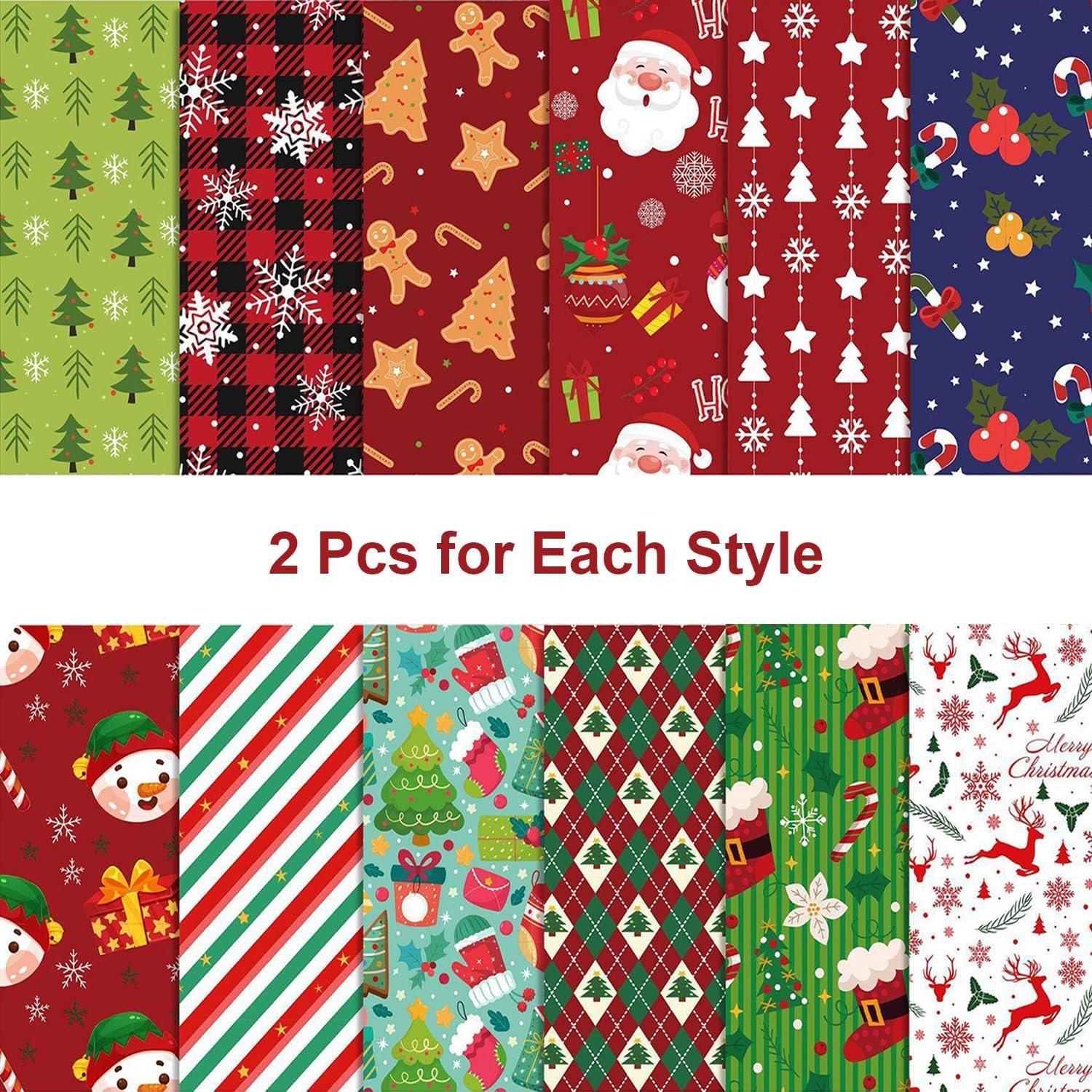 Juego de Papel de Patrón Navideño Sorkwo 24 Hojas 30.48cm