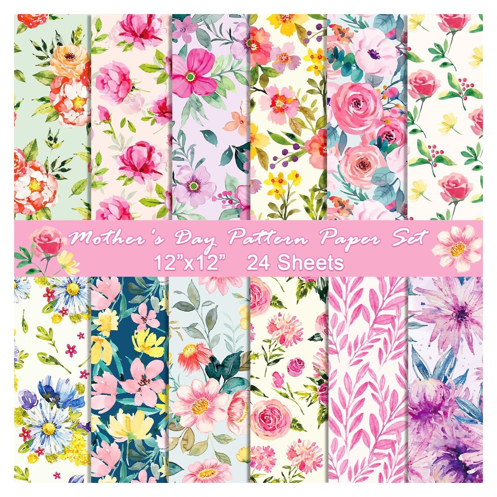 Conjunto de Papel de Patrón Sorkwo para el Día de la Madre 24 Hojas 30.48x30.48cm