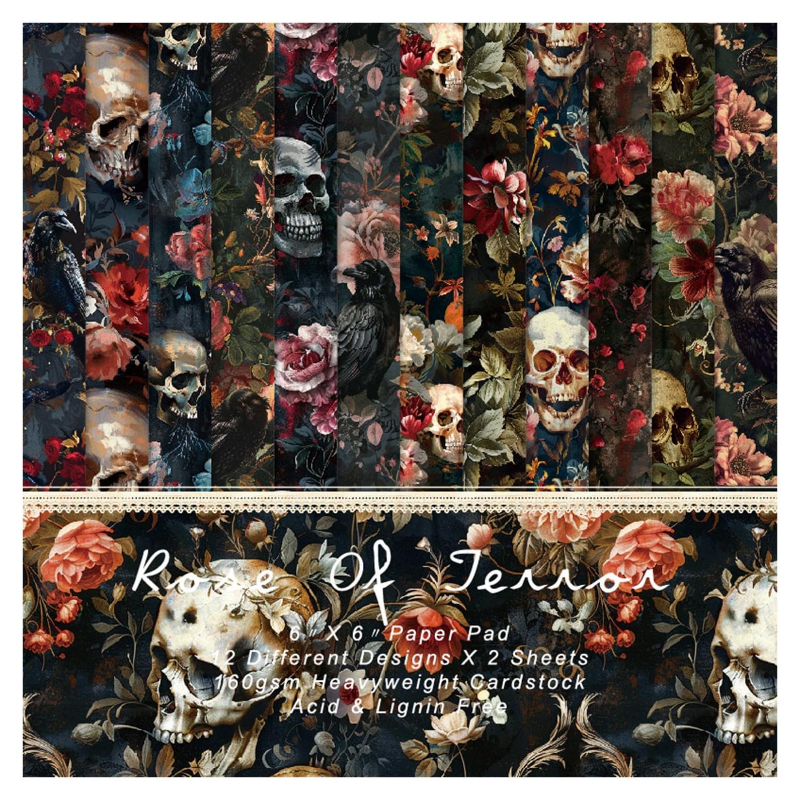 Juego de Papel de Patrón de Halloween Sorkwo 24 Hojas 15.24 cm