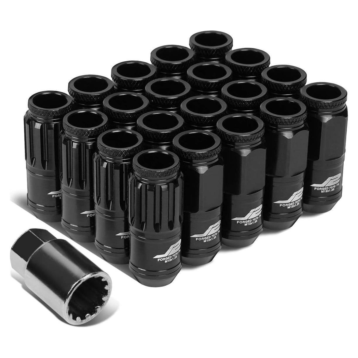 Tuercas de Rueda Abiertas J2 Ingeniería 16 Pcs M12x1.25 Negro