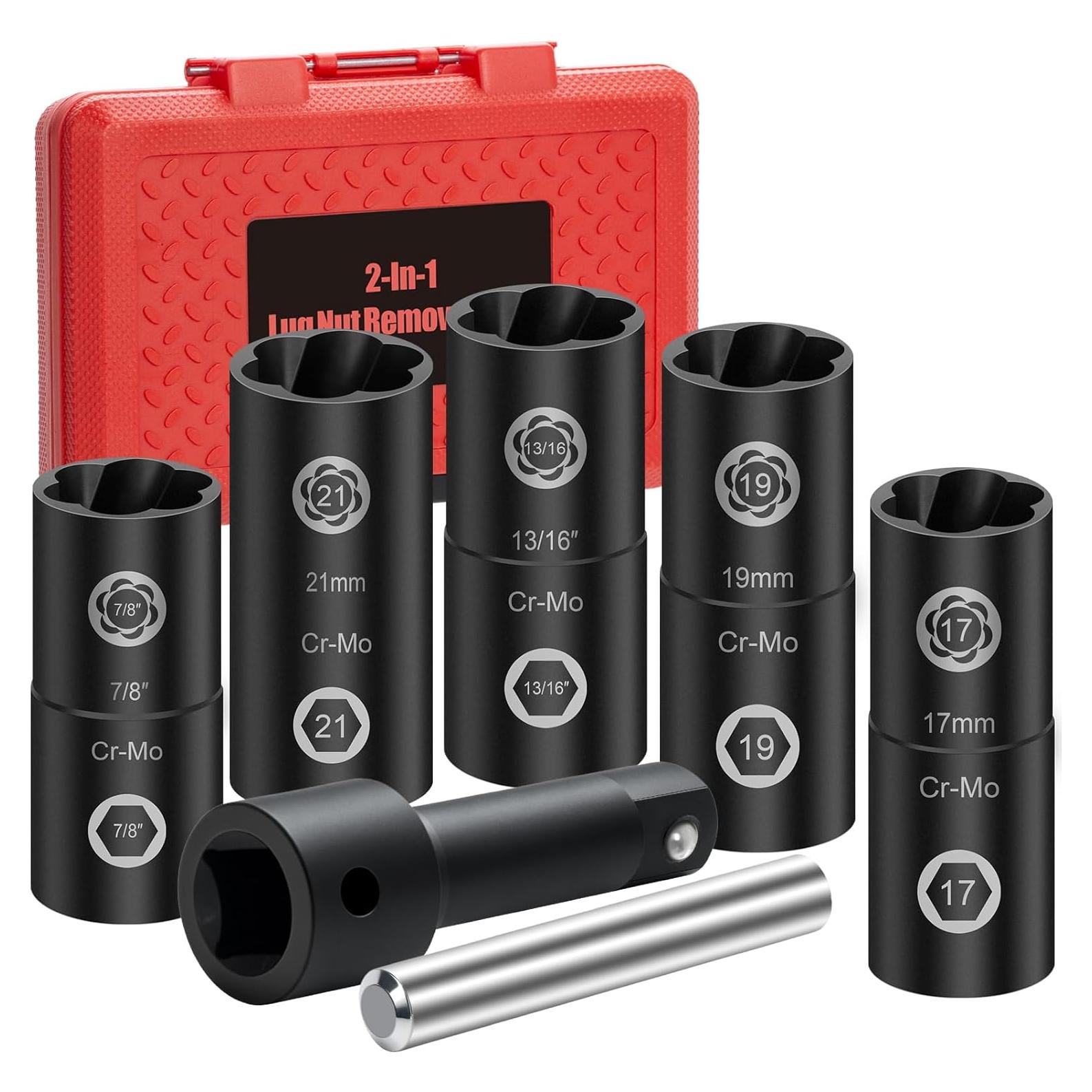 Juego de Herramientas de Extracción de Tuercas de Rueda Bornpye 7 Piezas