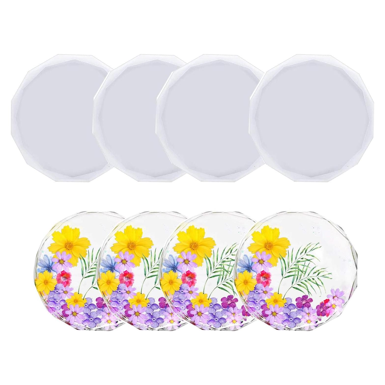 Moldes de Silicona para Posavasos XIMUHO - 4 Pcs Polígono