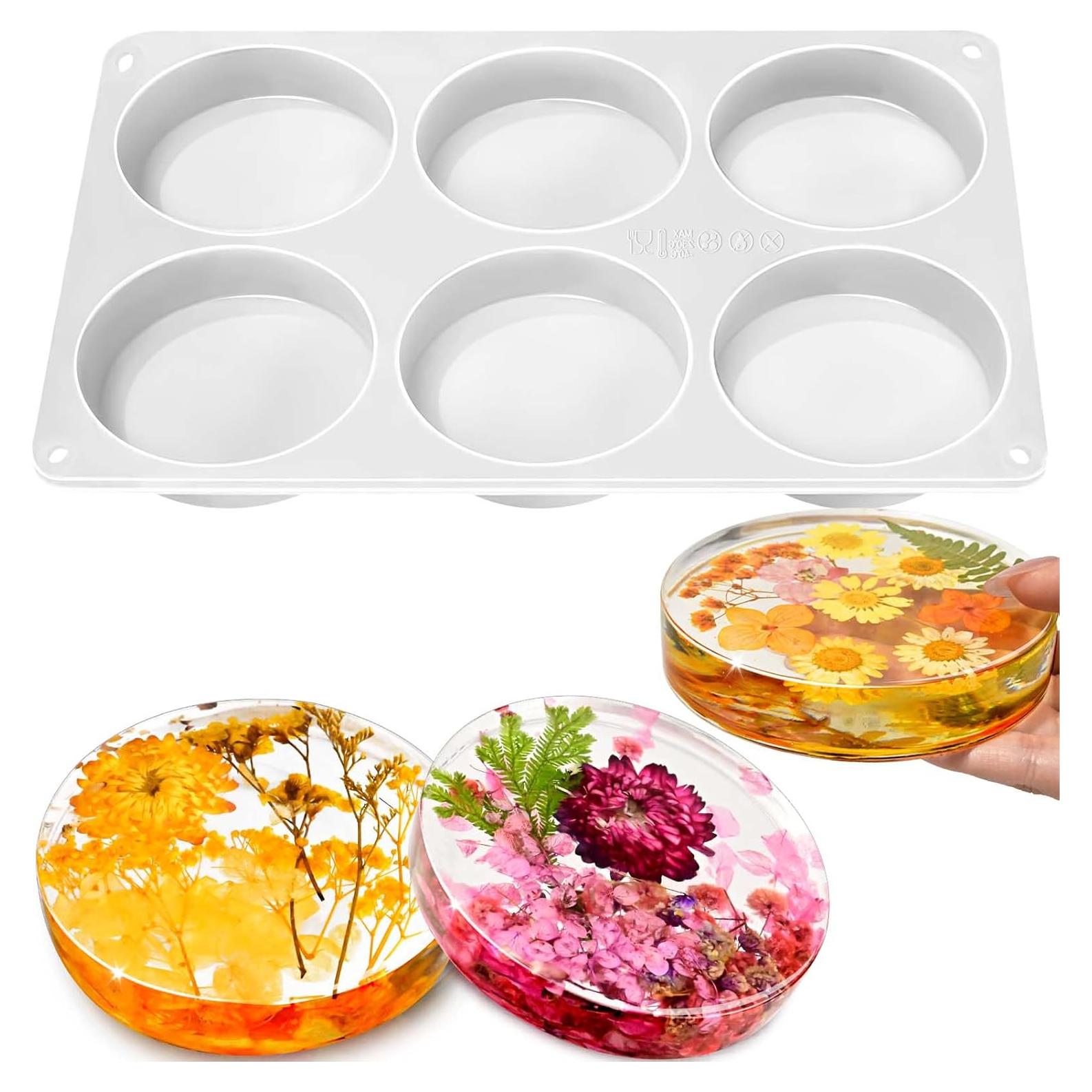 Moldes de Silicona ZQYSING para Coaster Redondos 6 Cavidades