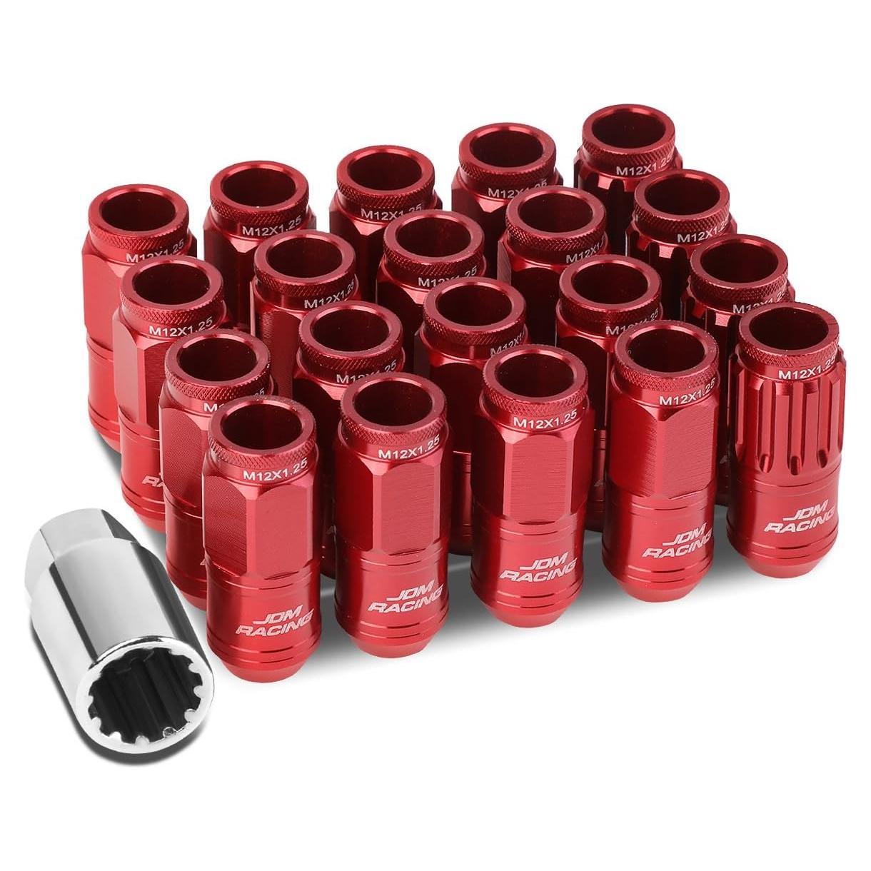 Tuercas de Llanta Aluminio M12 x 1.25 Rojo DNA MOTORING 16 Pcs