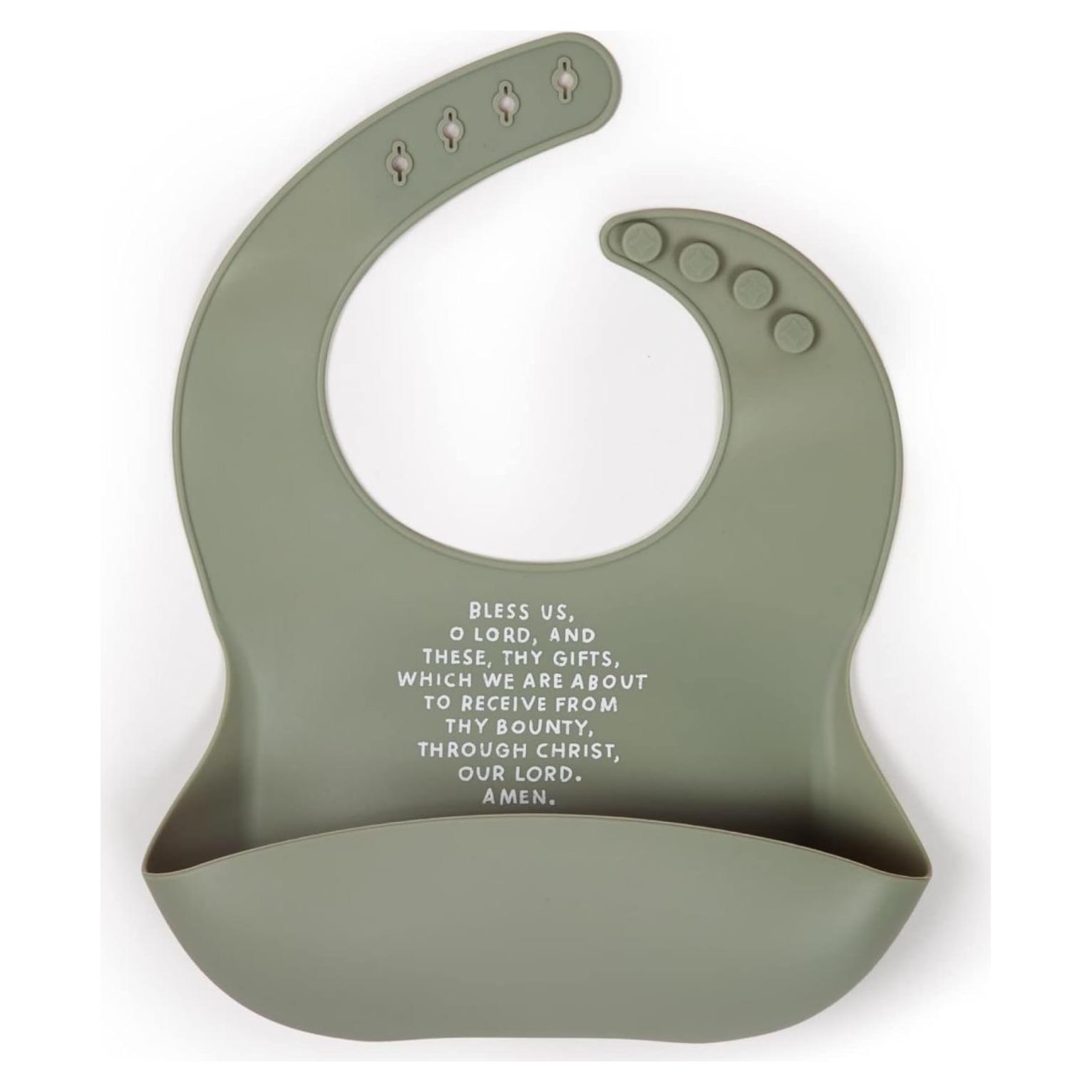 Babero de Silicona Be A Heart con Oración Católica Ajustable