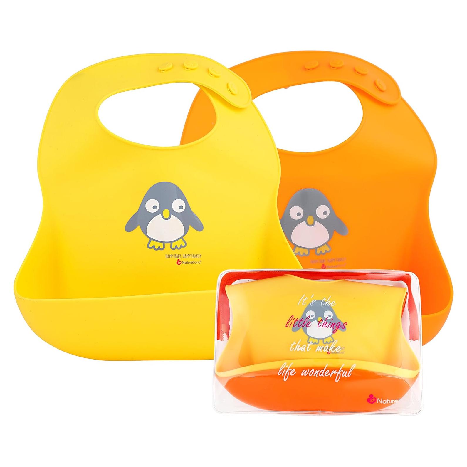 Baberos de Silicona NatureBond con Bolsa Impermeable - 2 Pcs