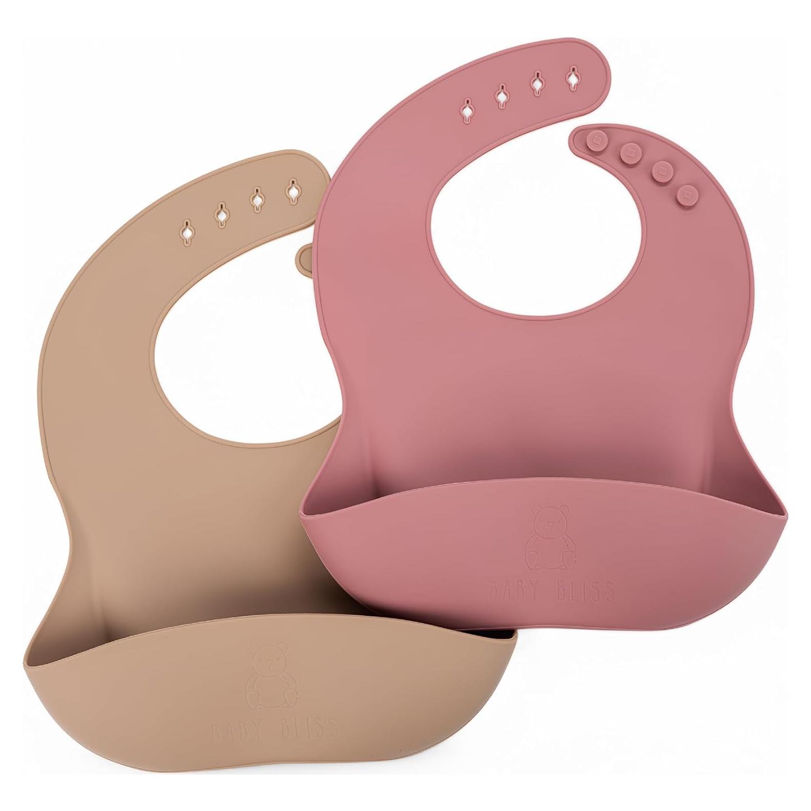 Babero de Silicona 2-Pack Grado Alimenticio Ajustable