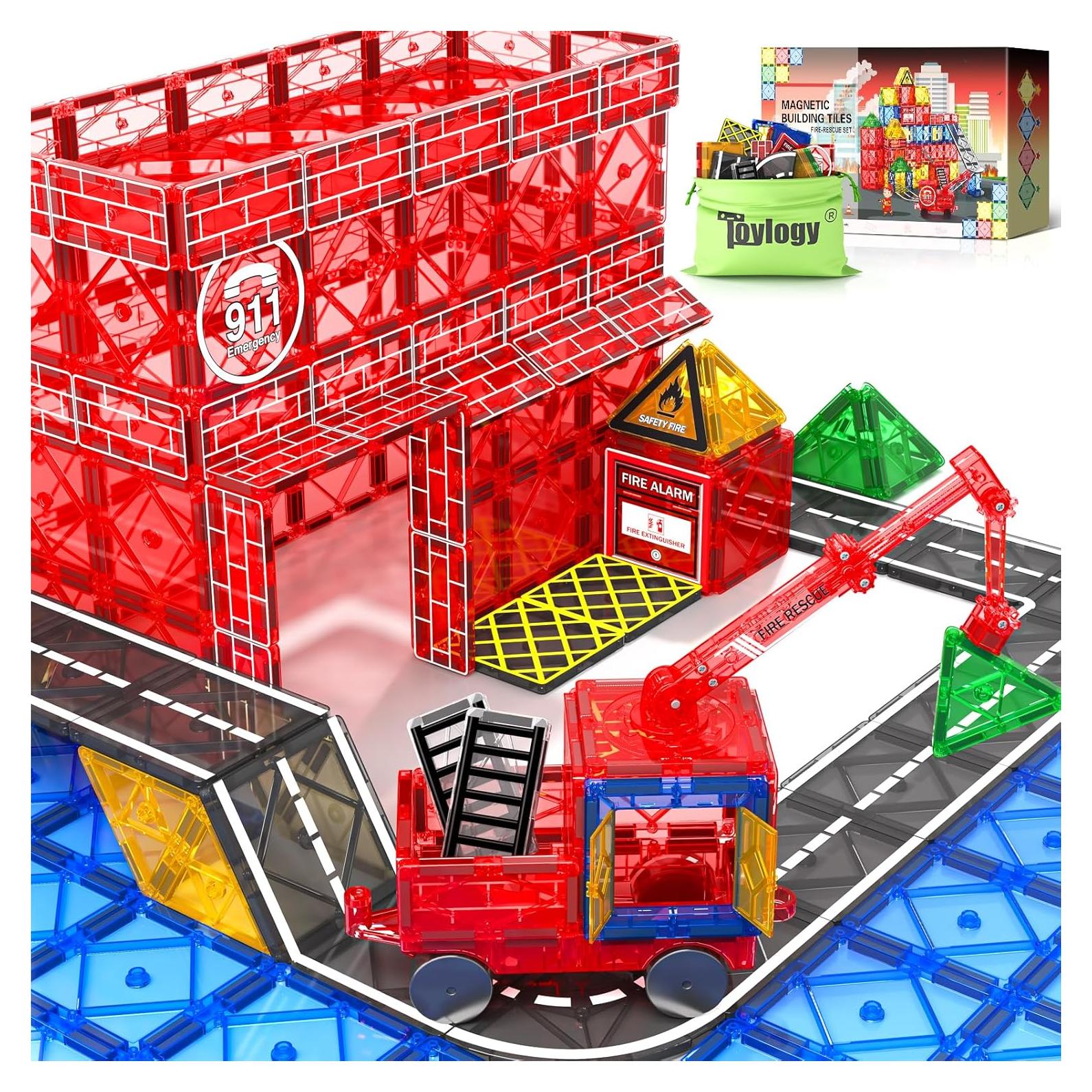 Juego de Piezas Magnéticas Toylogy Grúa y Carretera 1.32kg