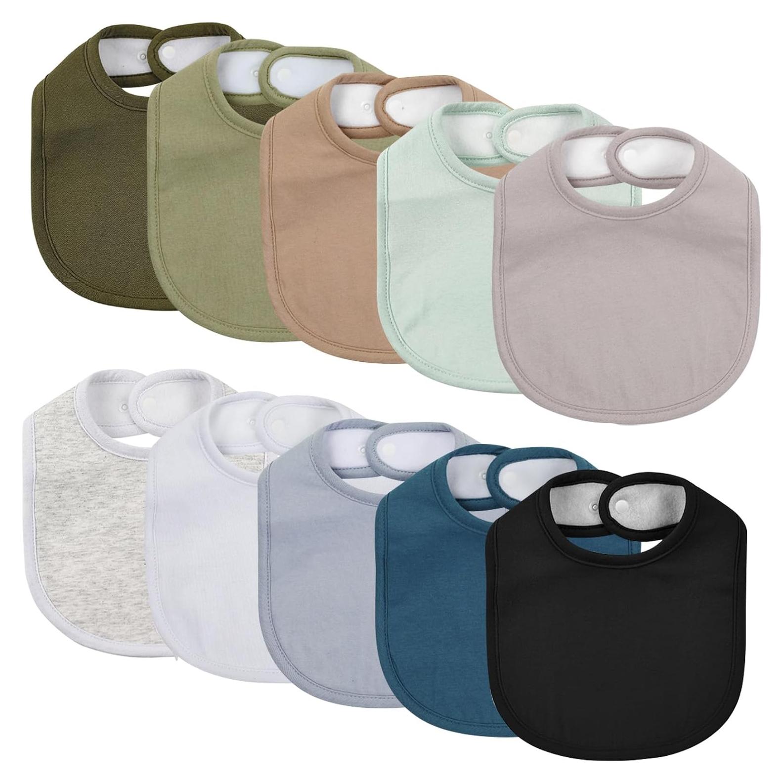 Paquete de 10 Baberos de Algodón Orgánico para Bebé - Conjunto Inspire