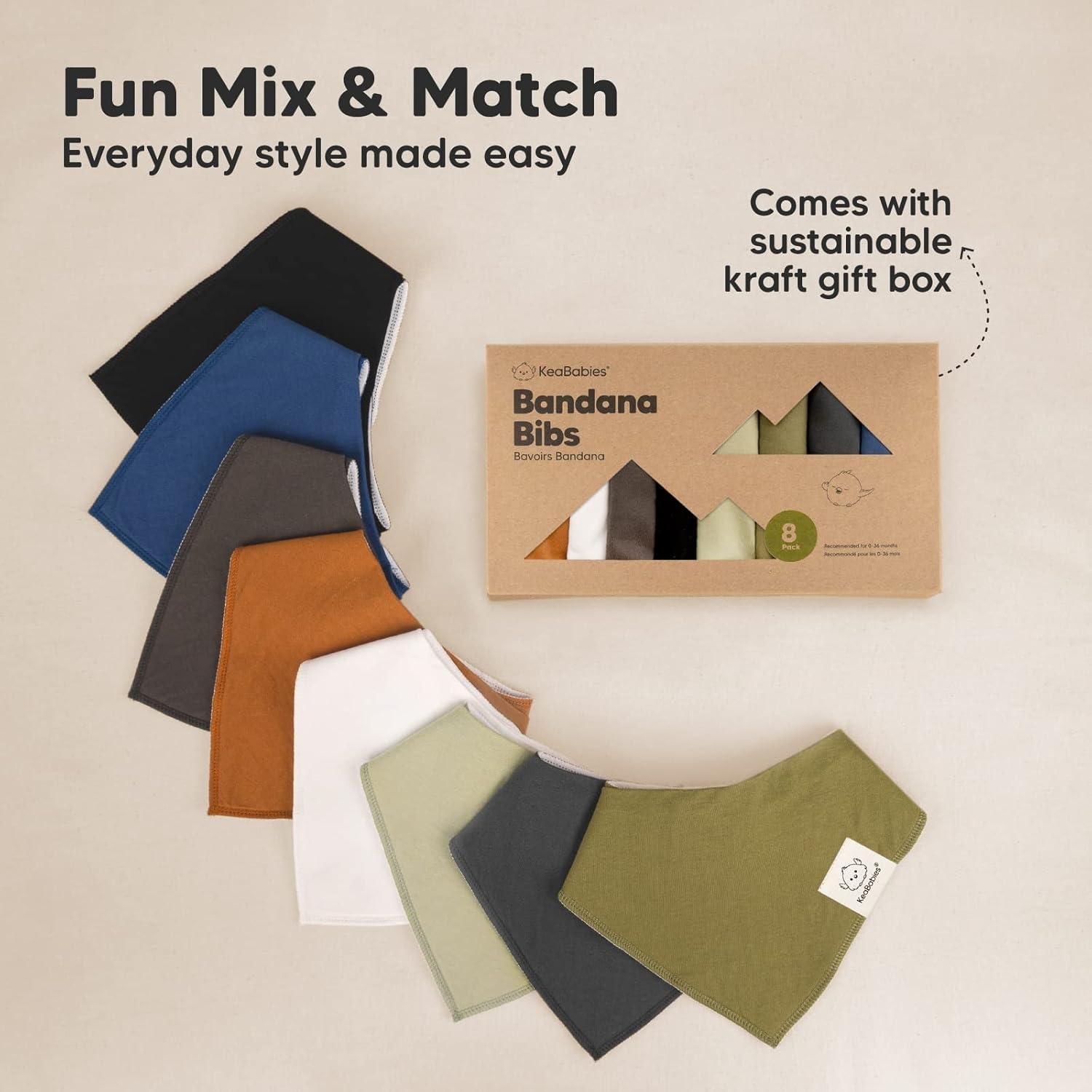Paquete de 8 Baberos de Bandana KeaBabies 100% Algodón