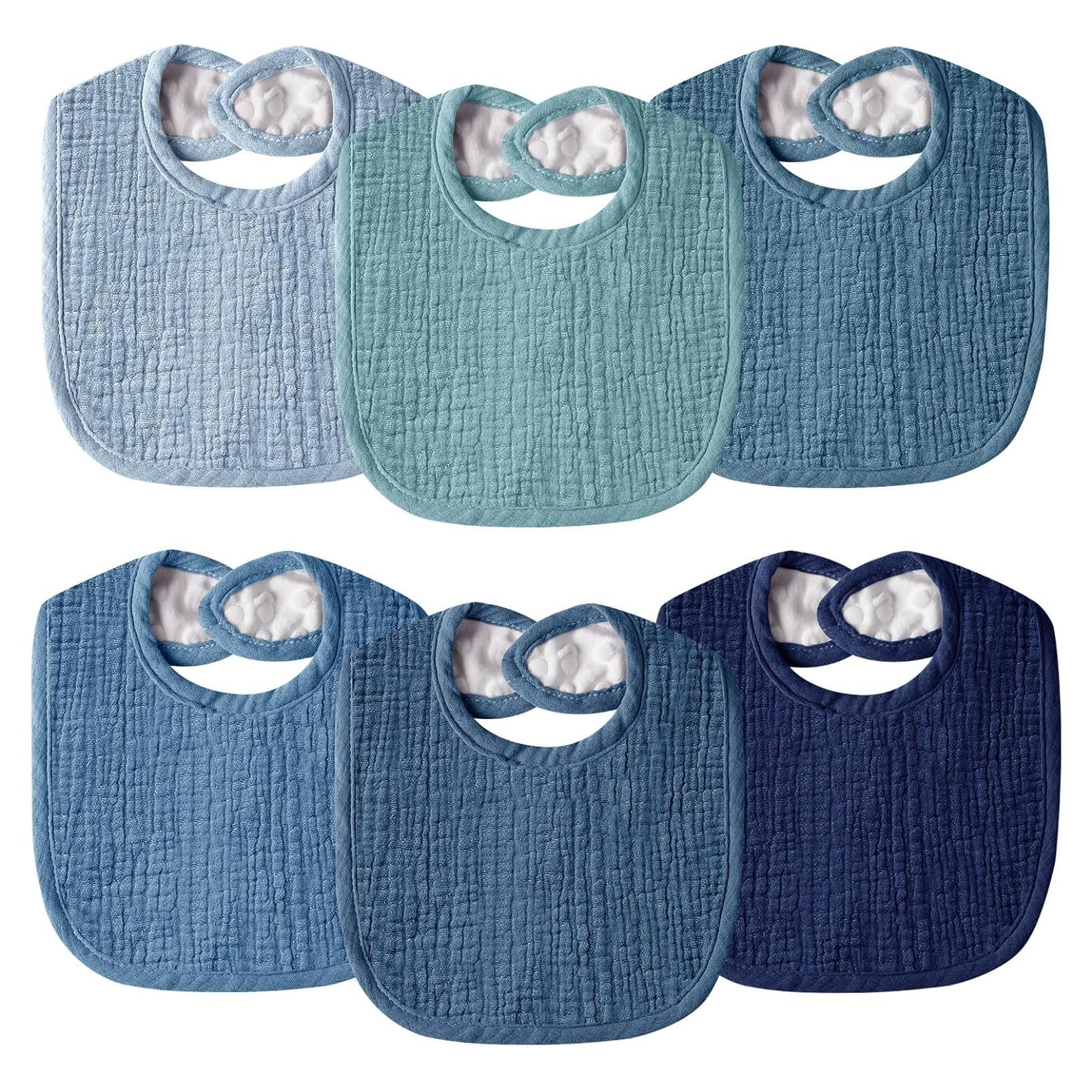 Baberos de Muselina para Bebés Unisex - Algodón Orgánico - 6 Piezas