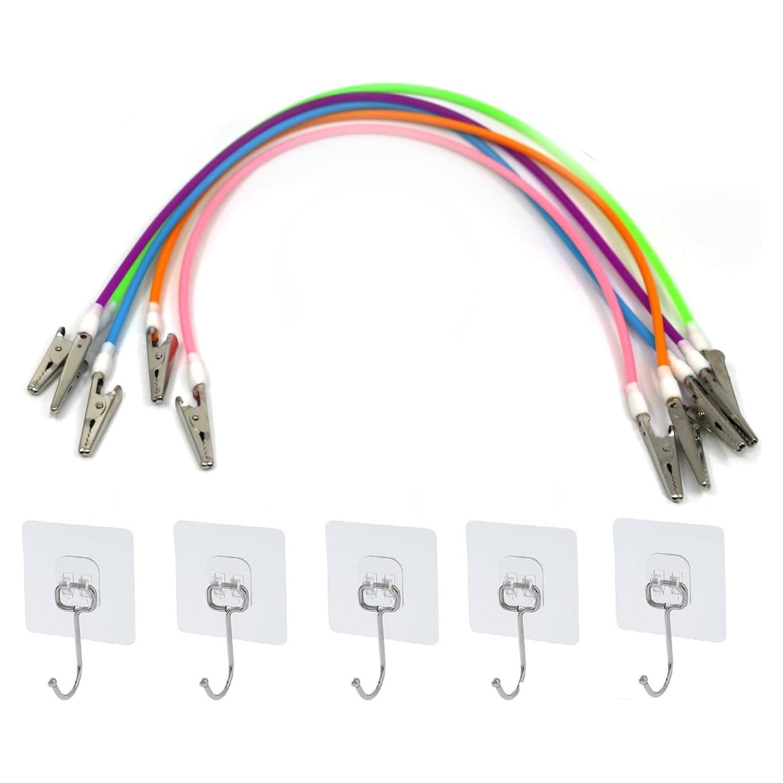 5 Clips de Babero de Silicona TSEWA con Cadenas Coloridas