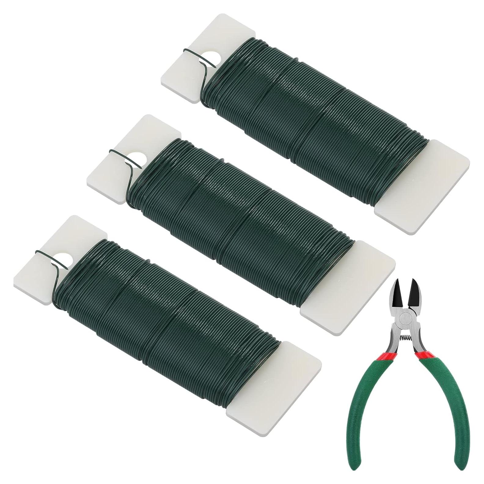 Alambre Floral Verde PAXCOO 100.58m 22 Gauge con Cortador