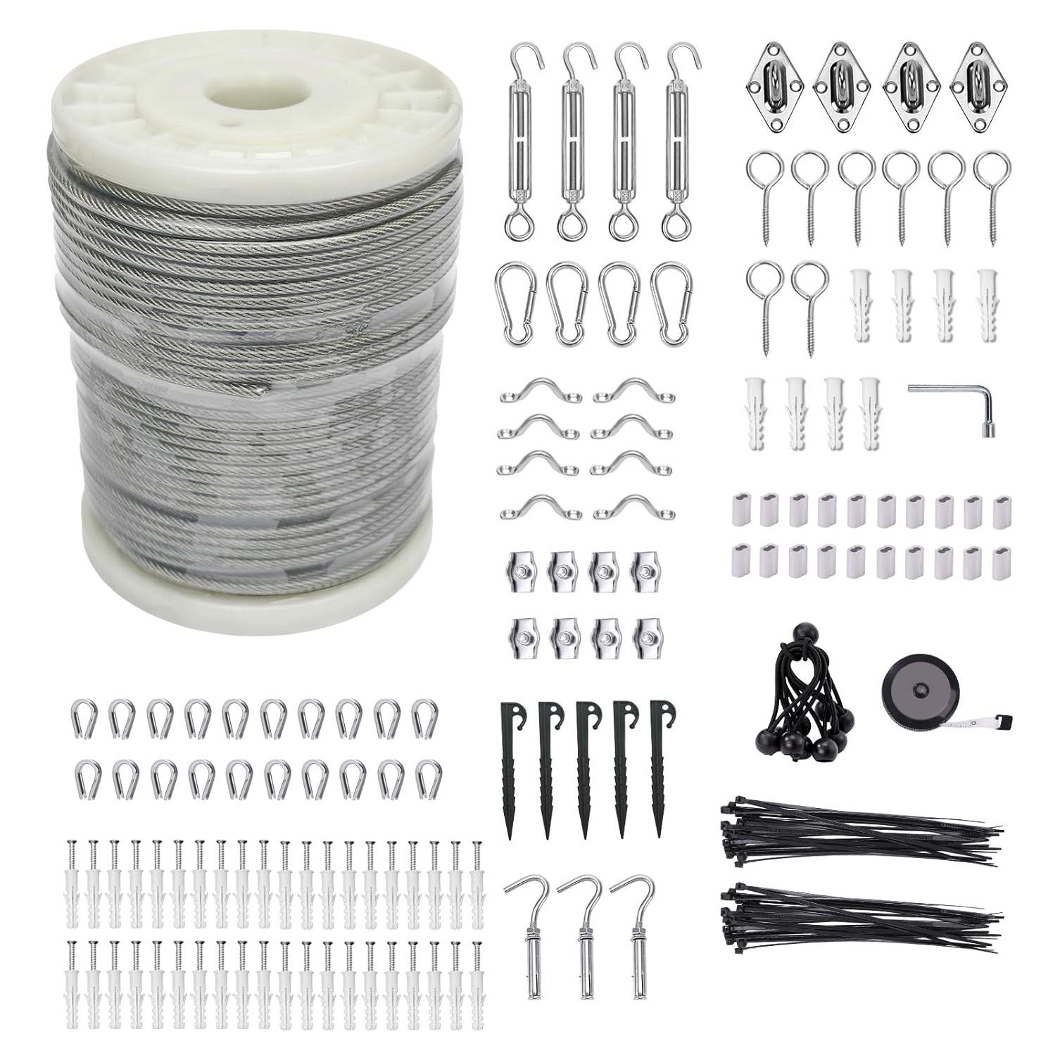 Kit de Cuerda de Alambre Unicaravan 1/8" 200FT Acero Inoxidable