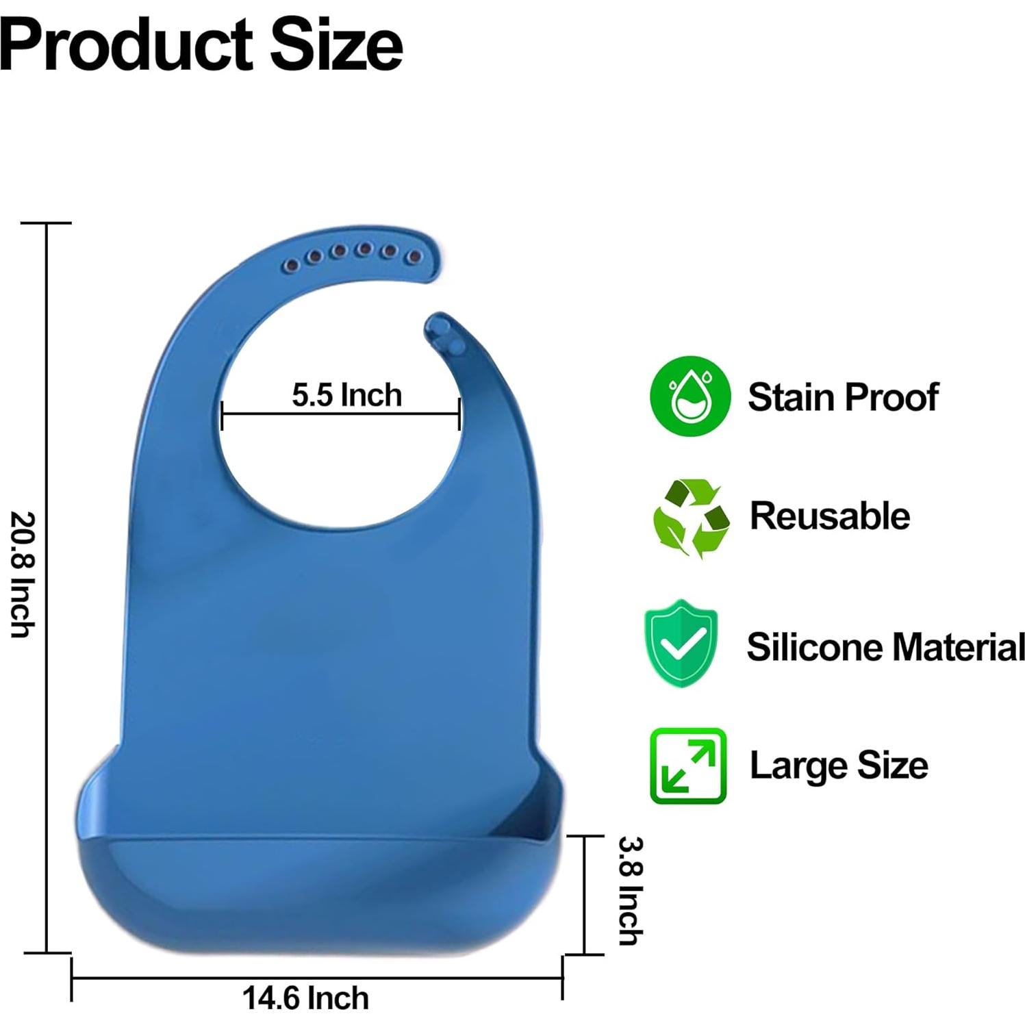 Bibs de Silicona Ajustables y Lavables para Adultos - Gris