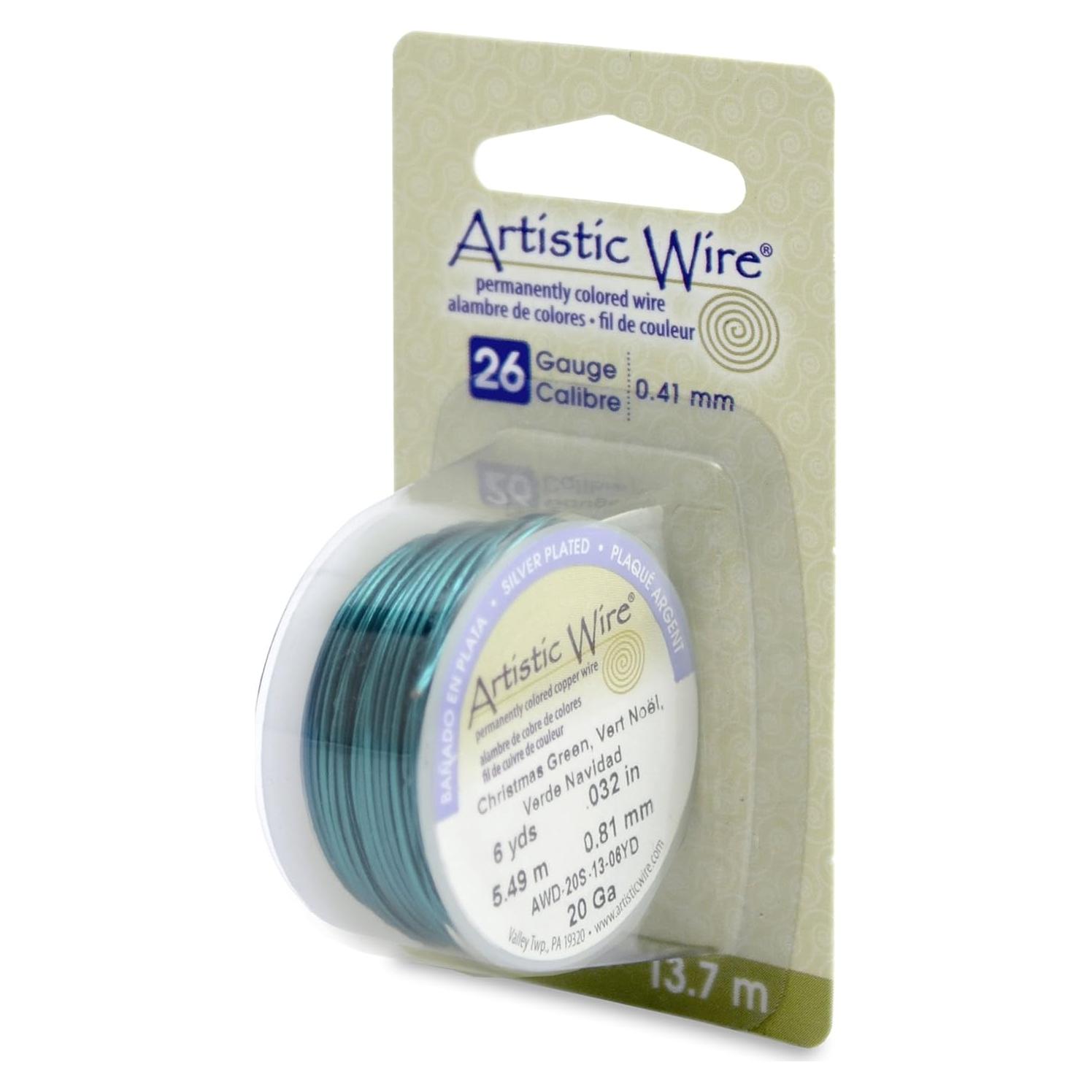 Alambre Artístico Beadalon 26 Calibre Plateado 13.72 m Verde Navidad