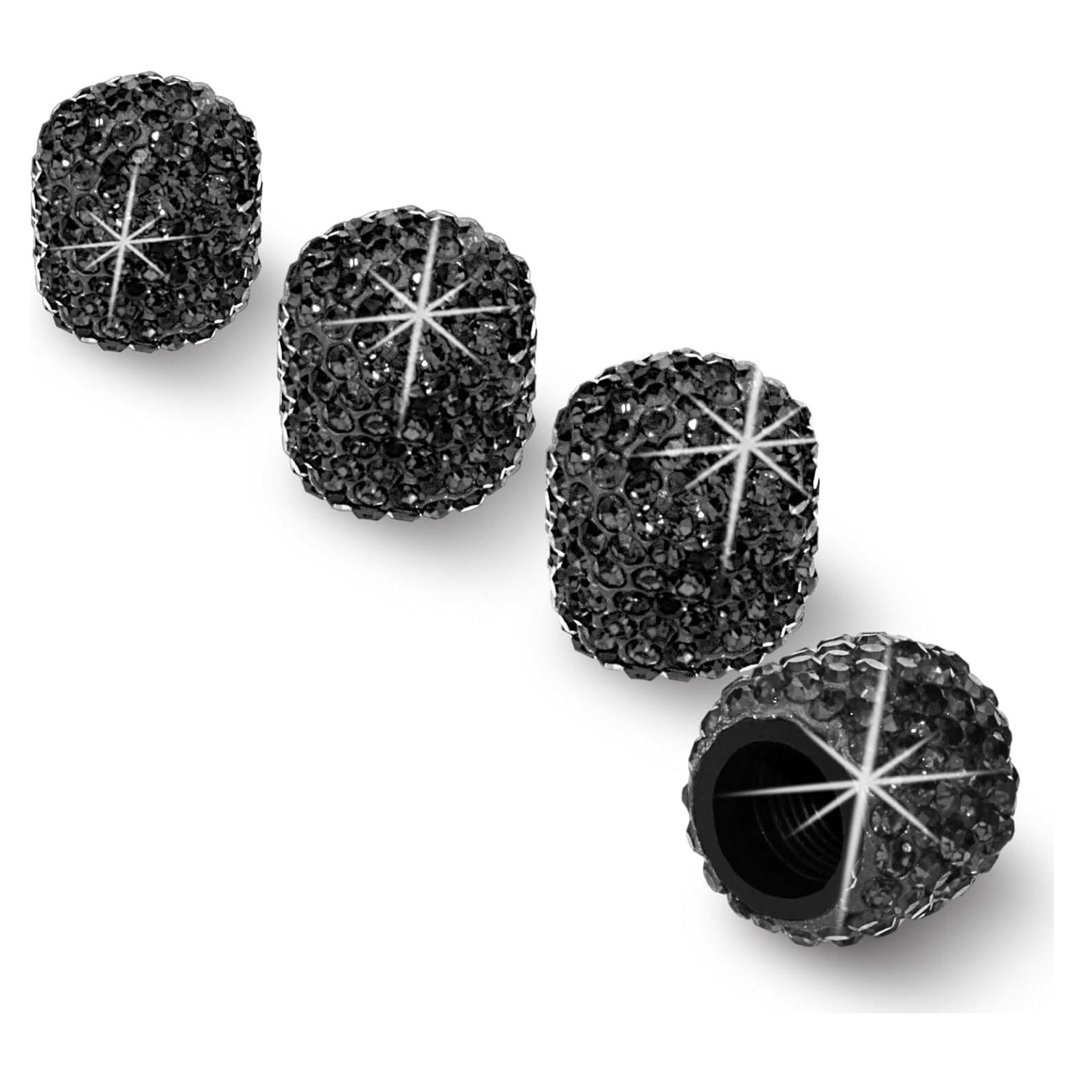 Tapas de Válvula de Neumático HZJD, Cristal Rhinestone, 4 Pzas