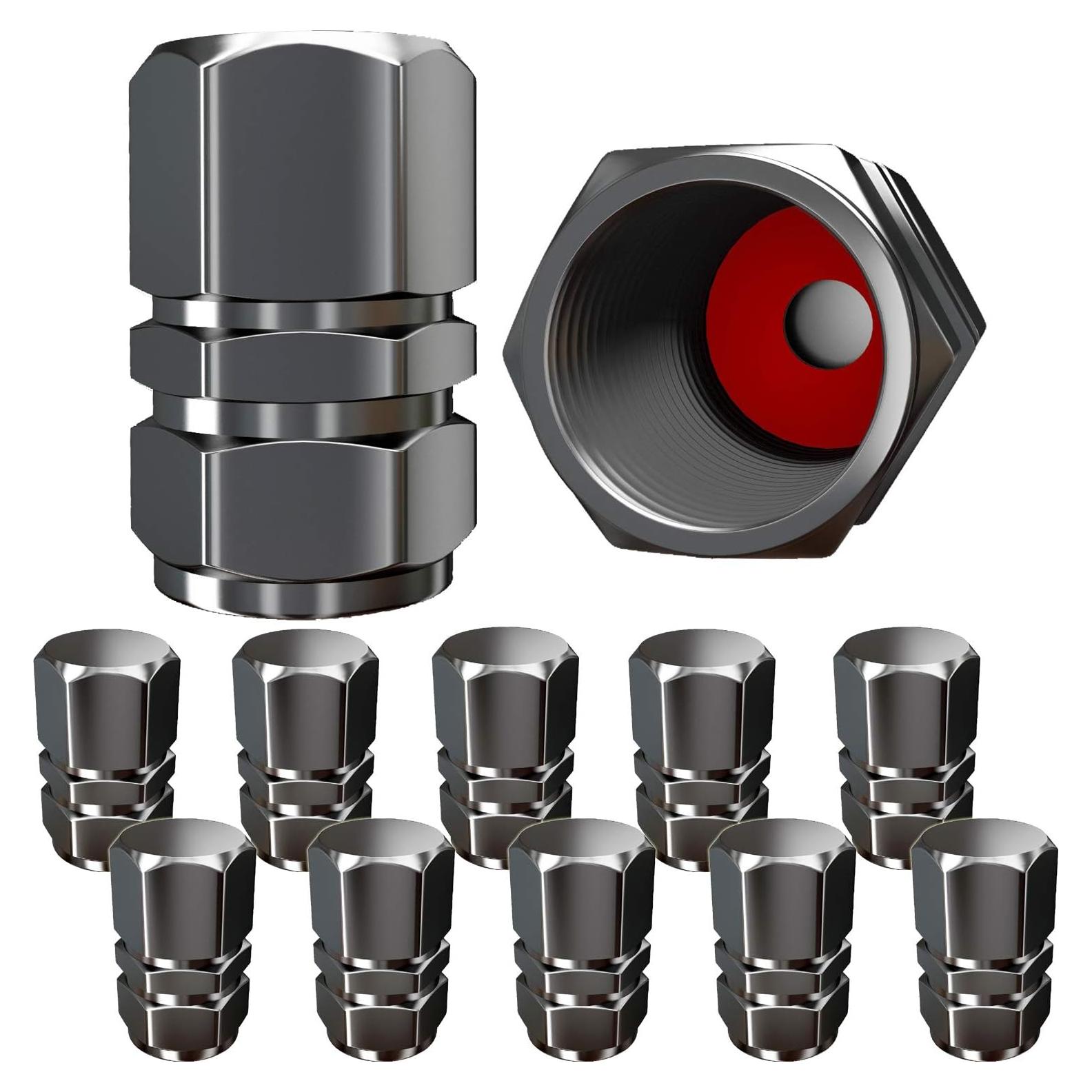 Tapas de Válvula de Neumático SAMIKIVA - Paquete de 12, Aluminio Gris Gun