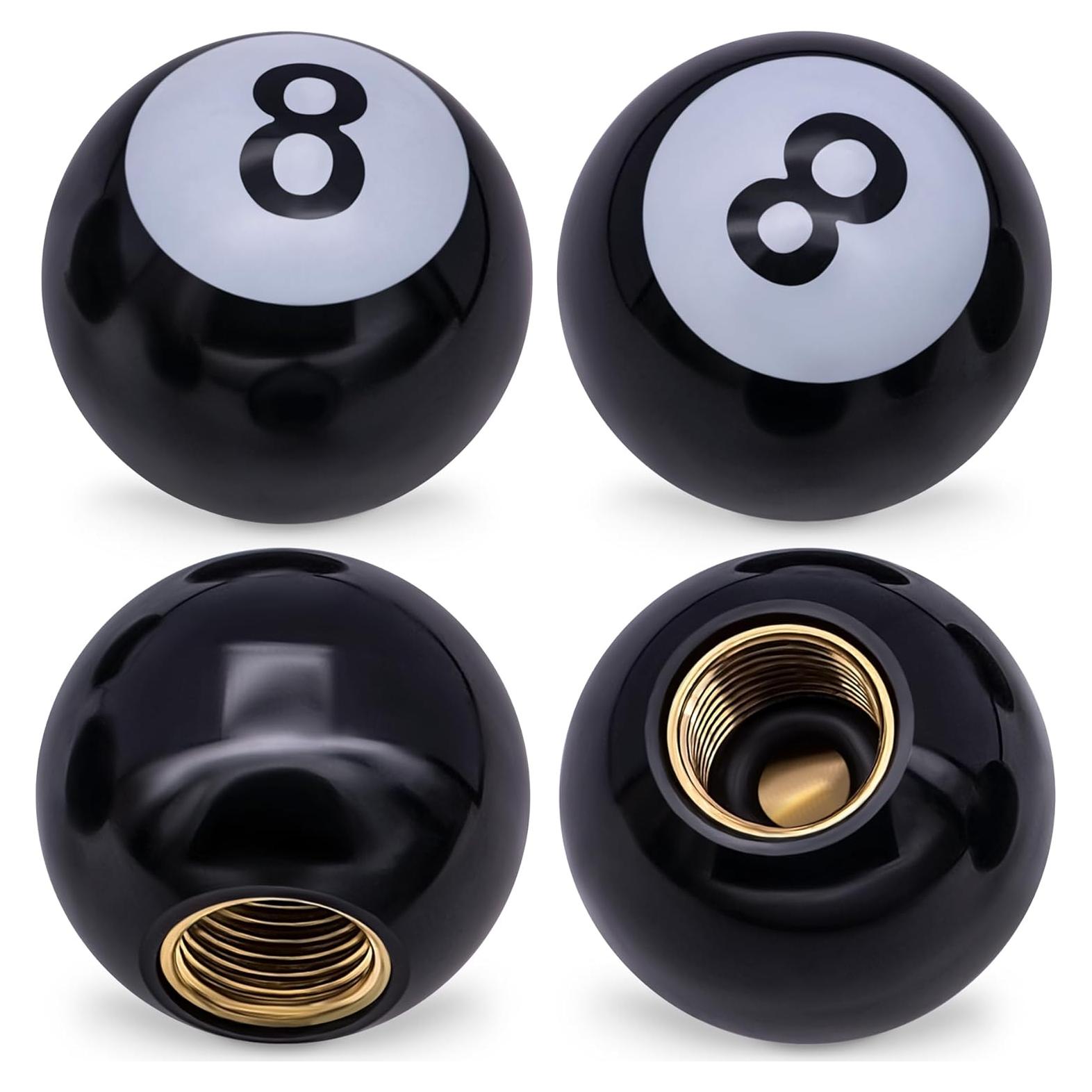 4 Tapones de Válvula de Neumático MEAJOO Estilo Bola 8 Negro