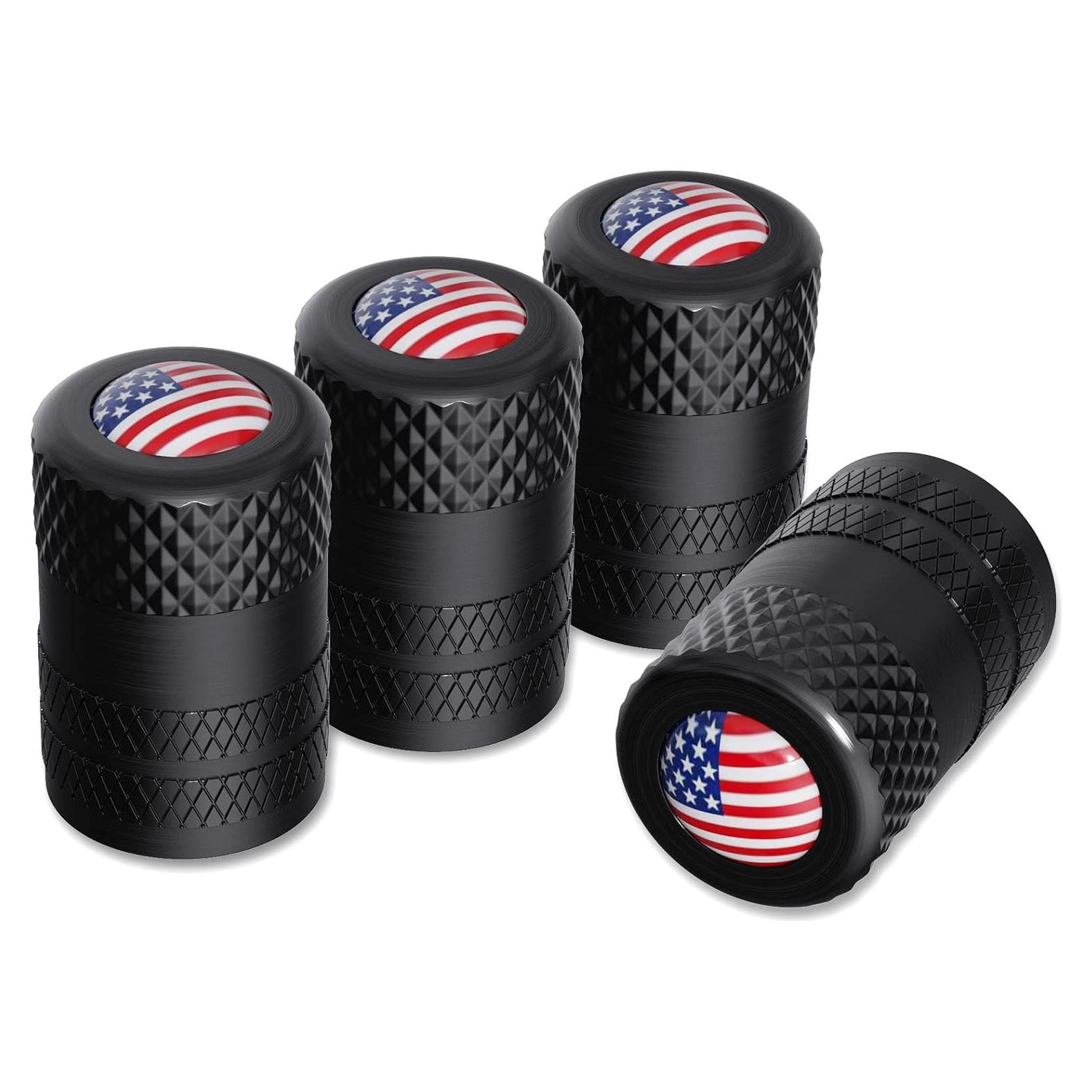 Tapones de Válvula CKAuto Universales con Bandera Americana - 4 Pzas