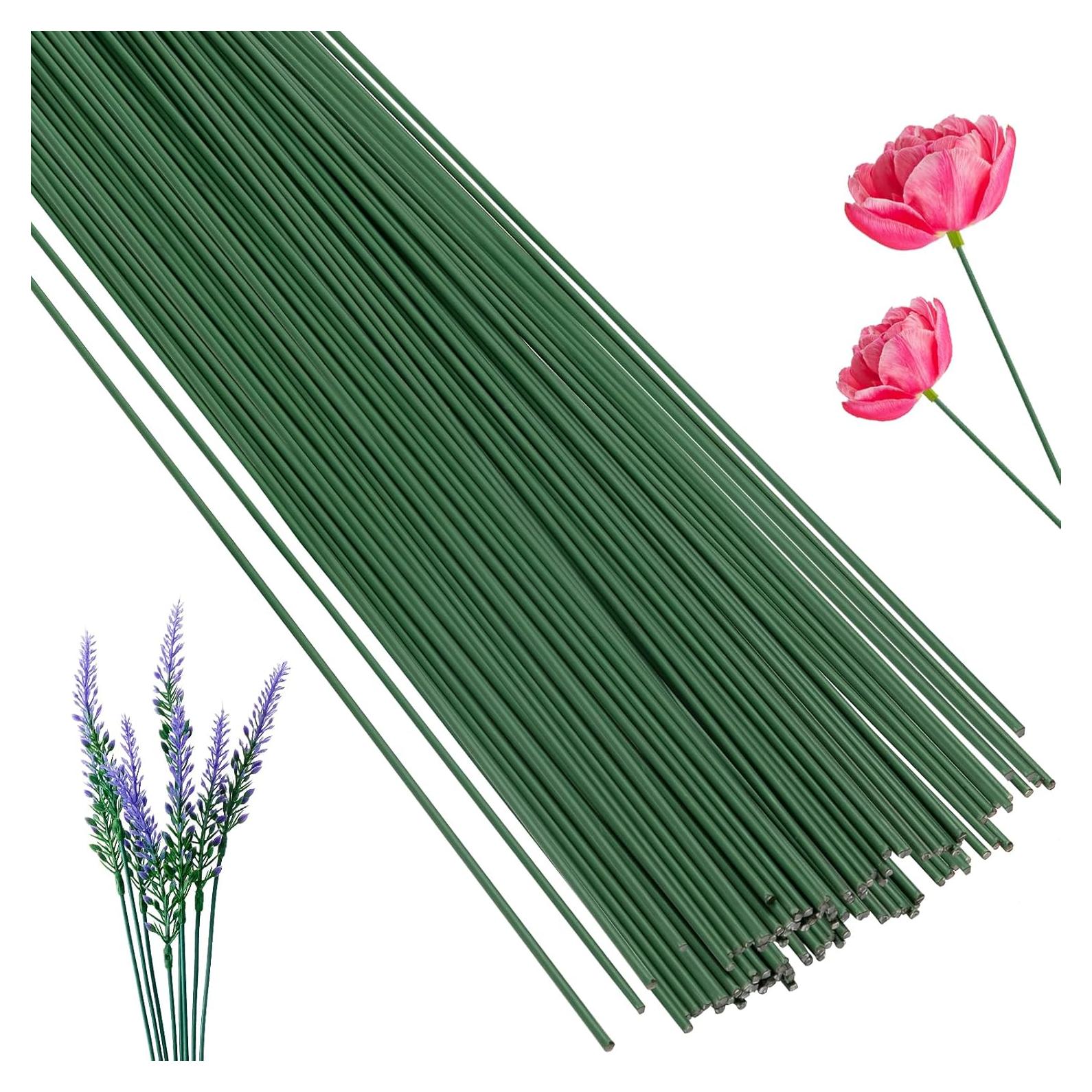 100 Alambres Florales Verde Oscuro 36 cm 2 Gauge para Manualidades