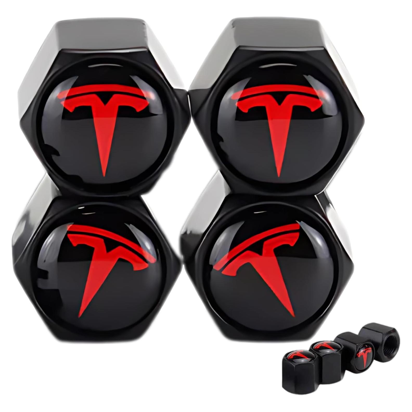 Tapones de Válvula de Neumático Tactilian Rojo para Tesla 4 Pzas