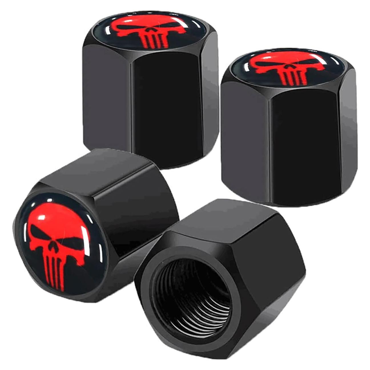 Tapa de Válvula de Neumático Ajxn 4 Piezas Calavera Roja