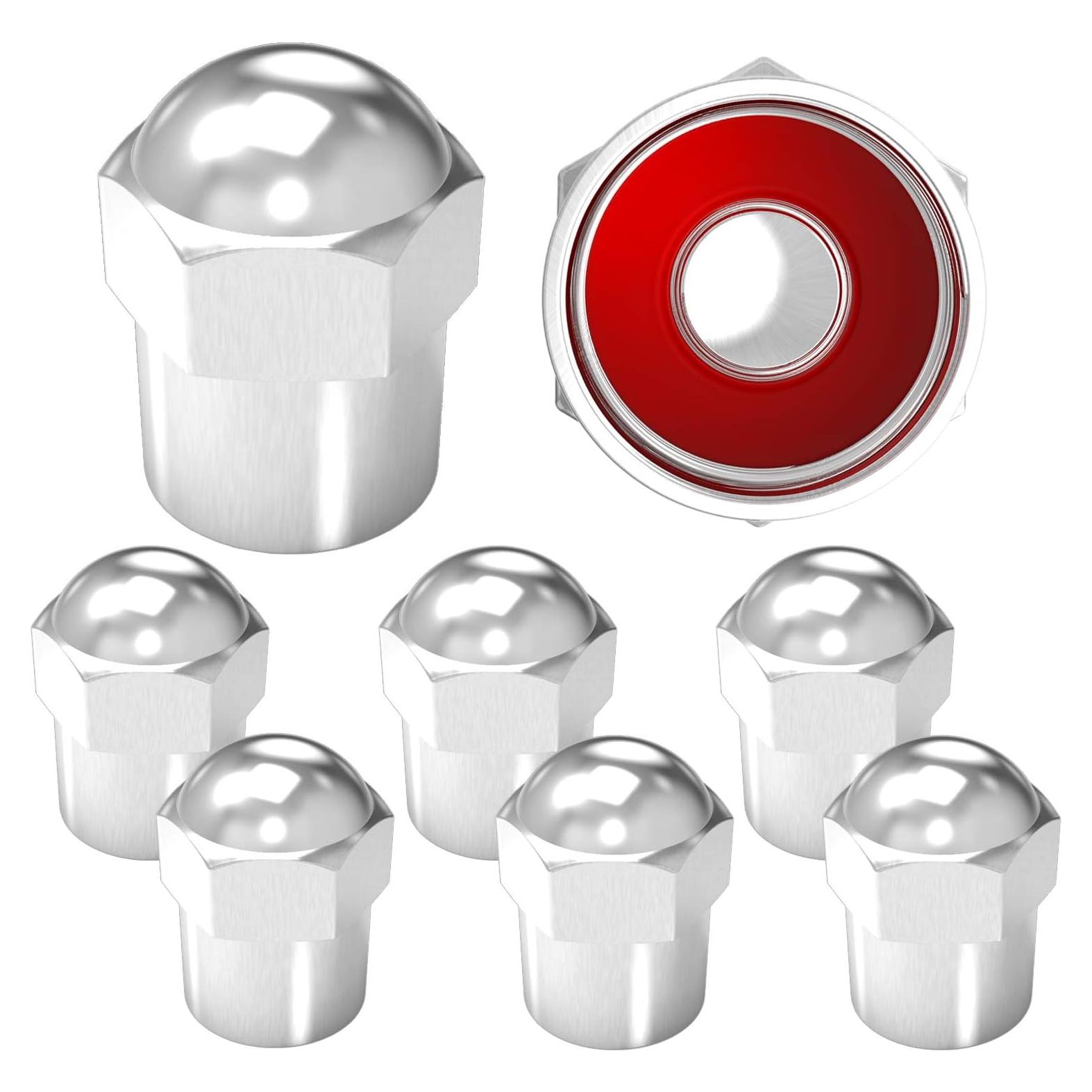 Tapas de Válvula de Neumático SAMIKIVA - Paquete de 8, Cromadas