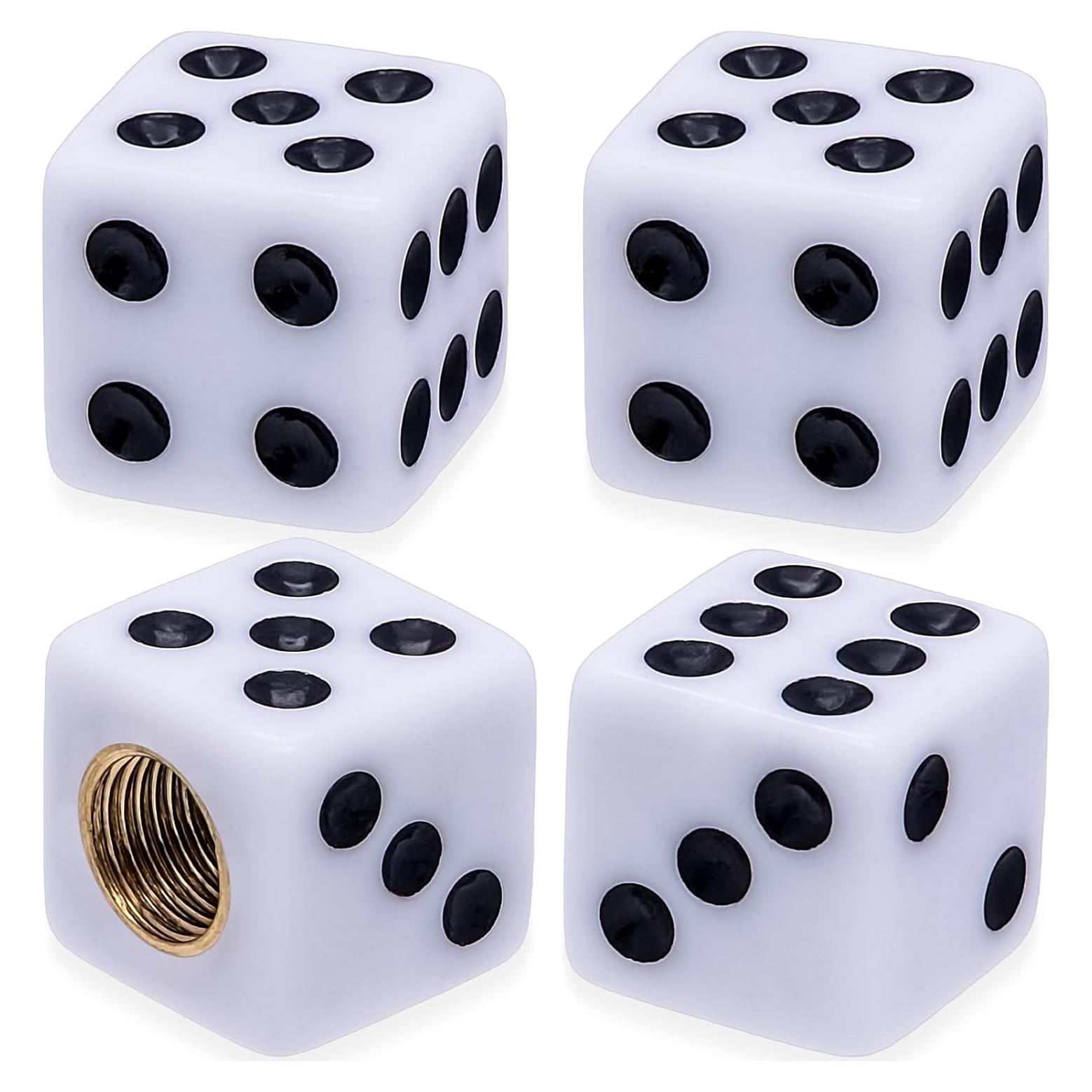 4 Tapas de Válvula de Neumático MEAJOO Dado Blanco Universales