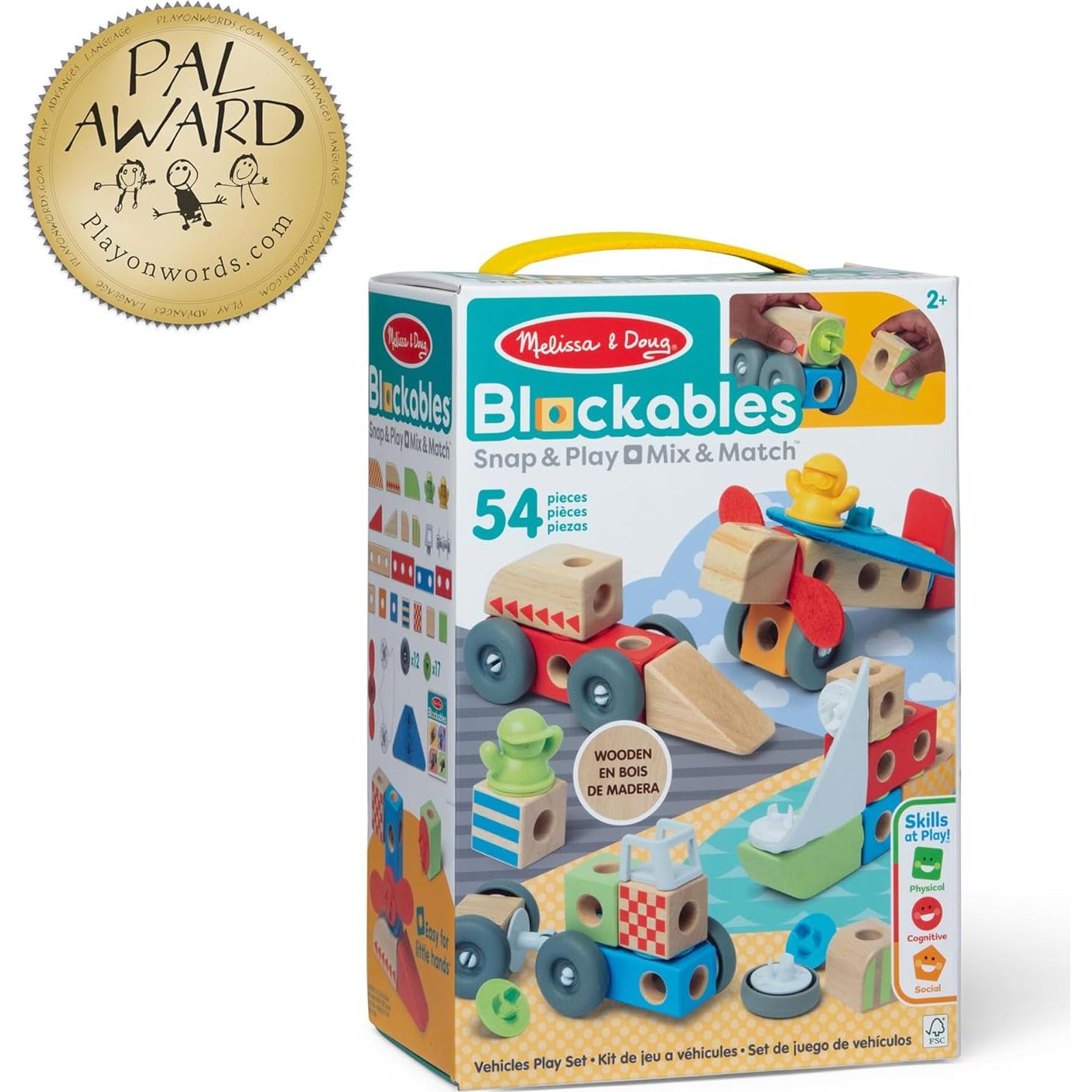 Bloques de Madera Conectables Melissa & Doug 54 Pcs Vehículos