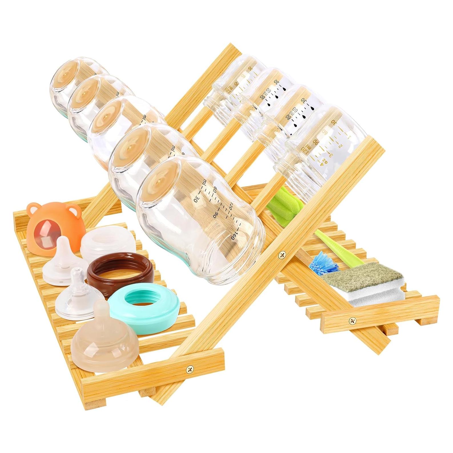 Secador de Botellas para Bebés MJZ de Bambú Plegable 36.5x30.5cm