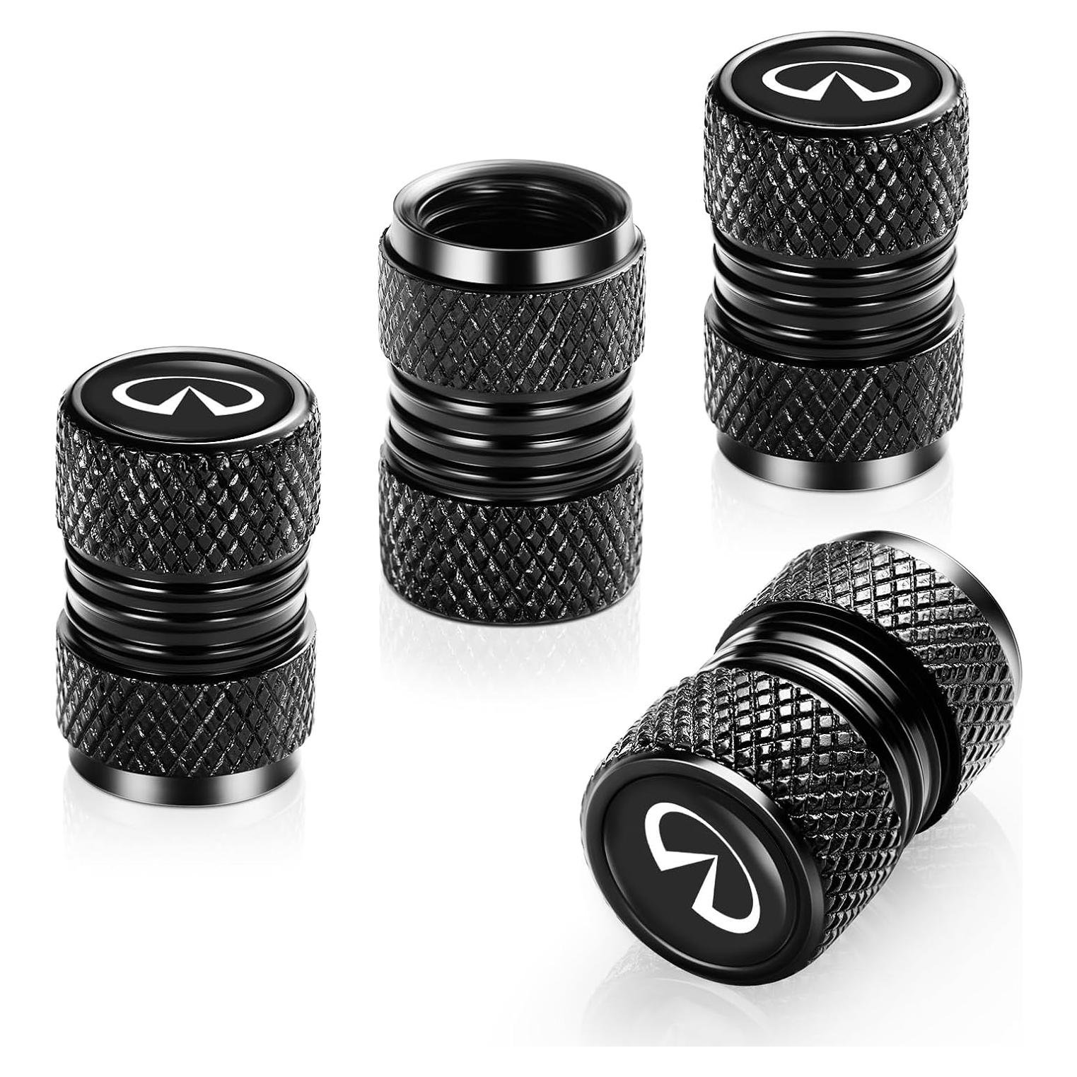 4 Tapas de Válvula de Neumático Metal AiGMY Negro 10mm