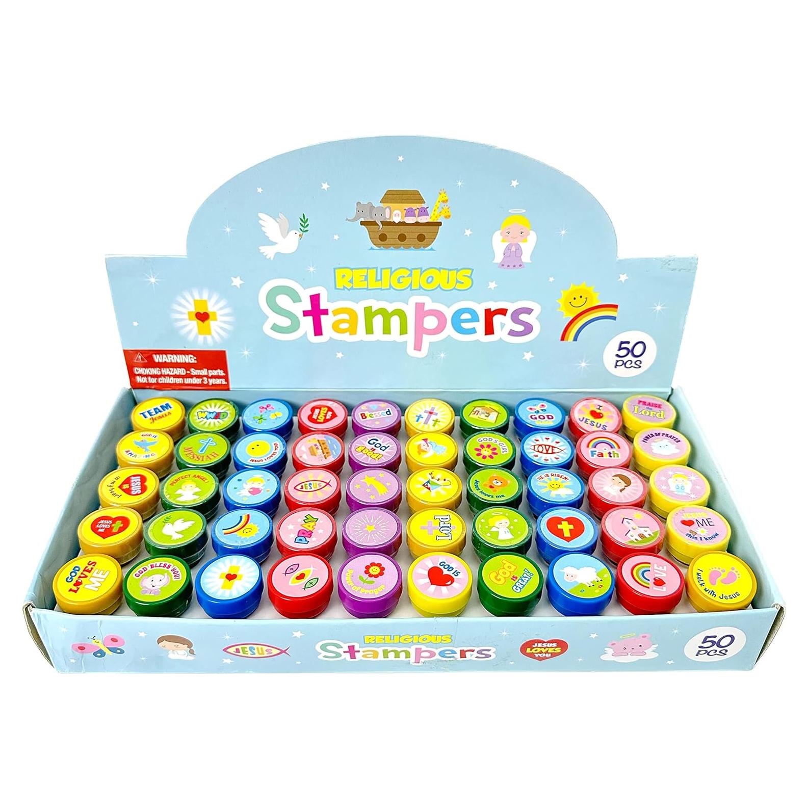 Sellos Religiosos Variados Tiny Mills - 50 Pcs para Niños