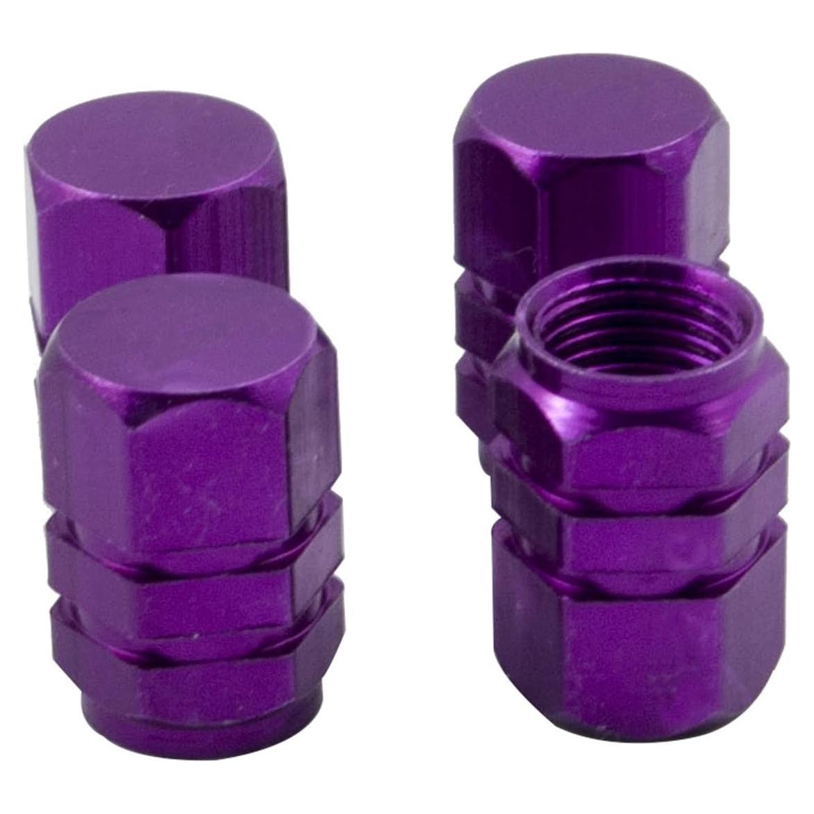 4 Tapas de Válvula de Neumático Mavota Aluminio Cromado Púrpura