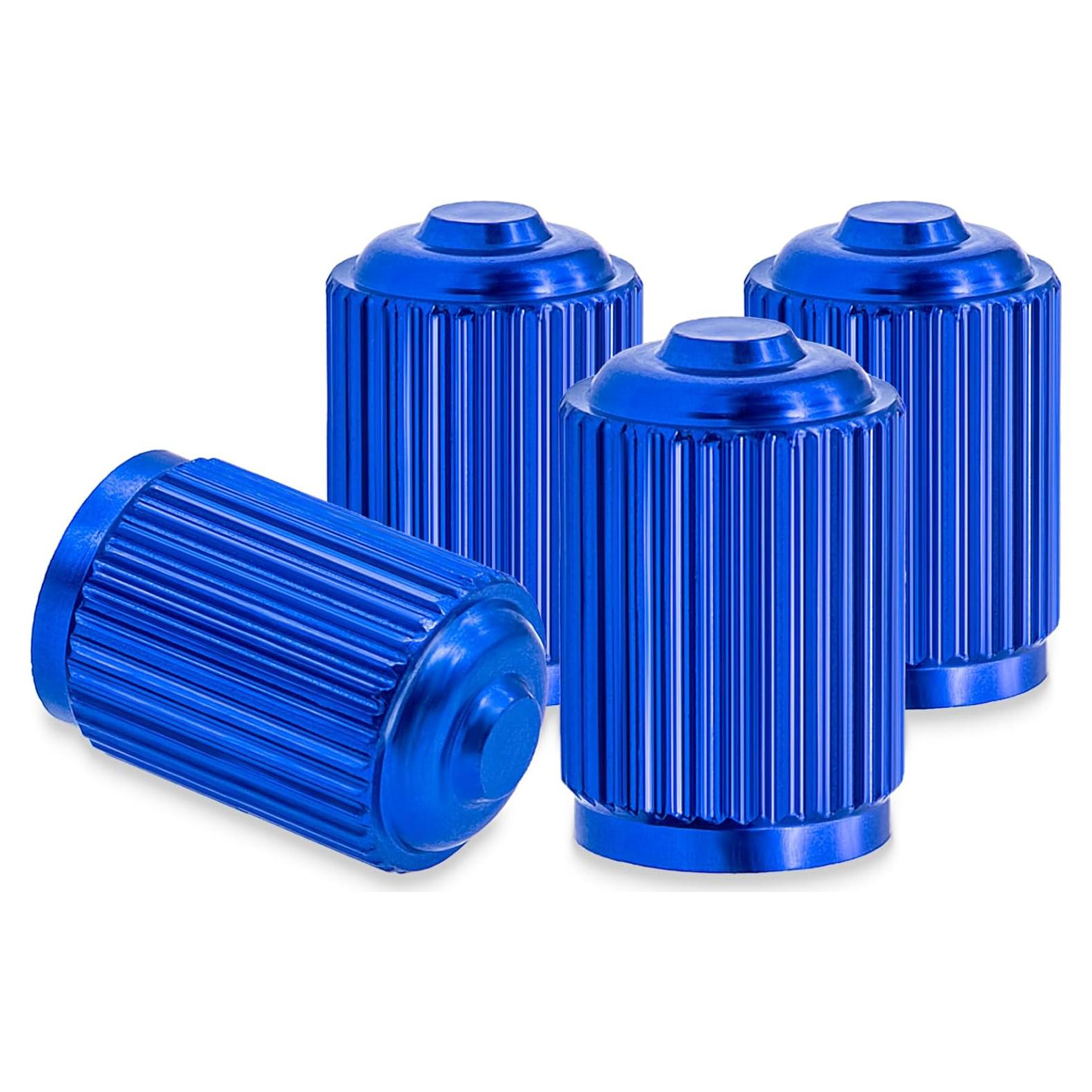 4 Tapones de Válvula de Neumático MEAJOO Aluminio Azul