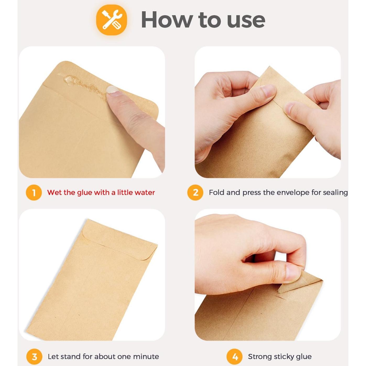 Sobres de Papel Kraft ACSTEP 100 Unidades 5.7 x 8.9 cm