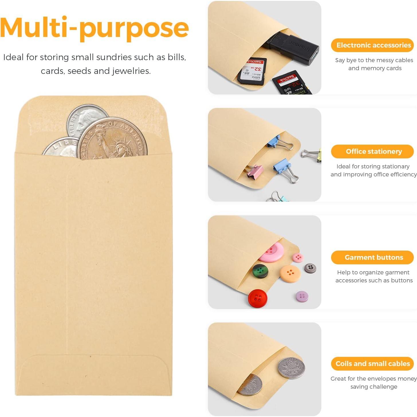 Sobres de Papel Kraft ACSTEP 100 Unidades 5.7 x 8.9 cm