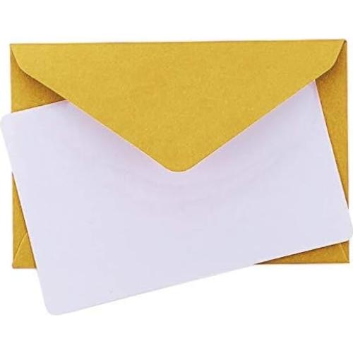 140 Mini Sobres Dorados con Tarjetas Blancas 10.16x6.86cm