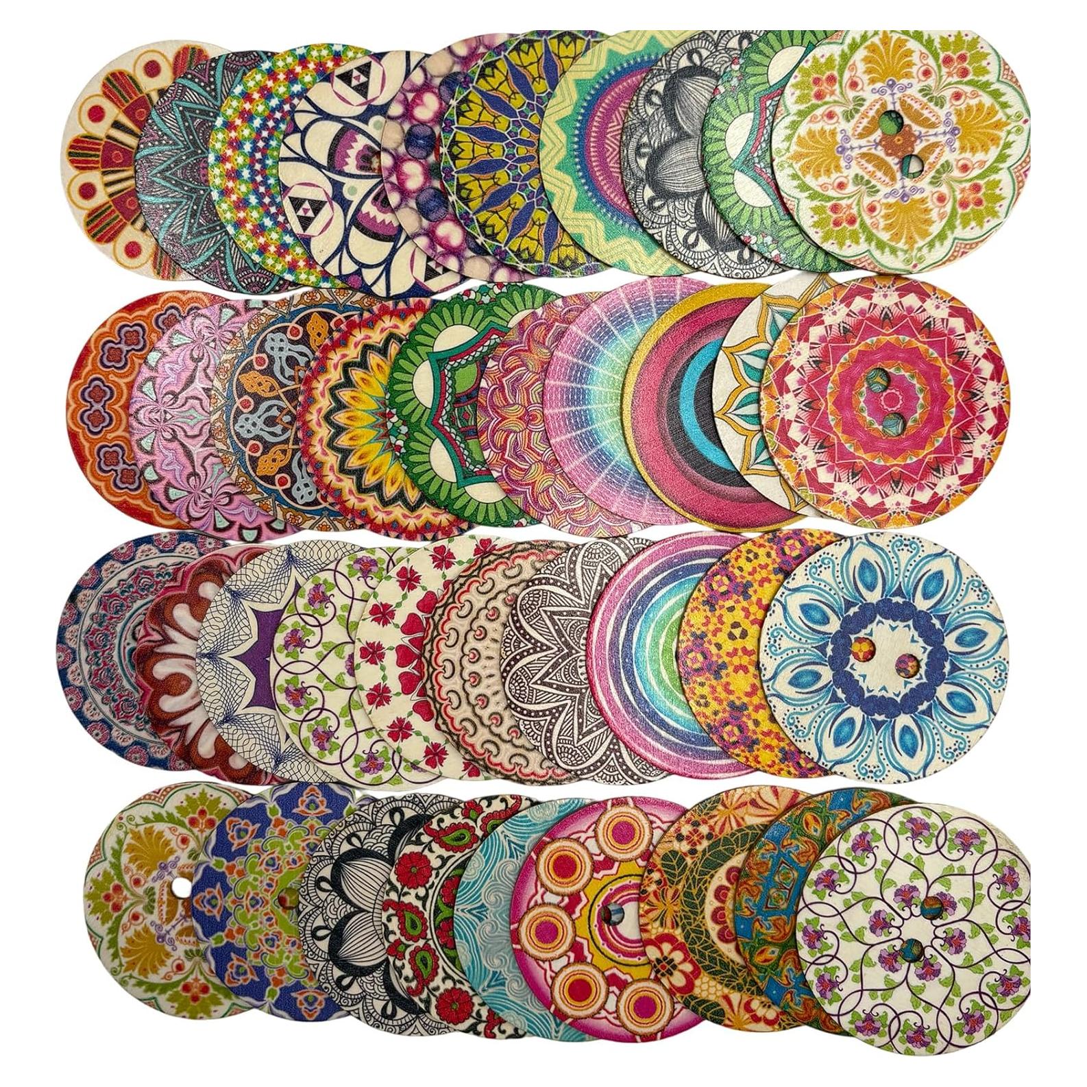 Botones de Madera Decorativos Mahaohao 75mm Multicolor 20 Piezas