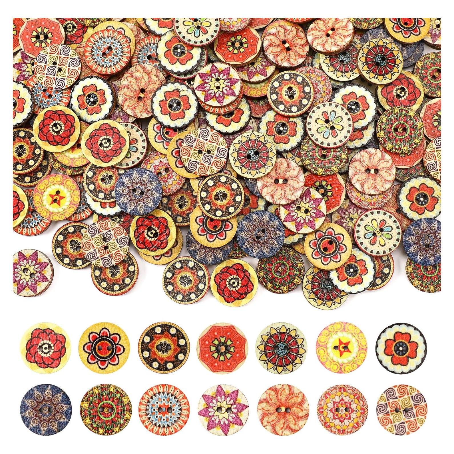 260 Botones de Madera Vintage JUNEBRUSHS 2 cm para Manualidades