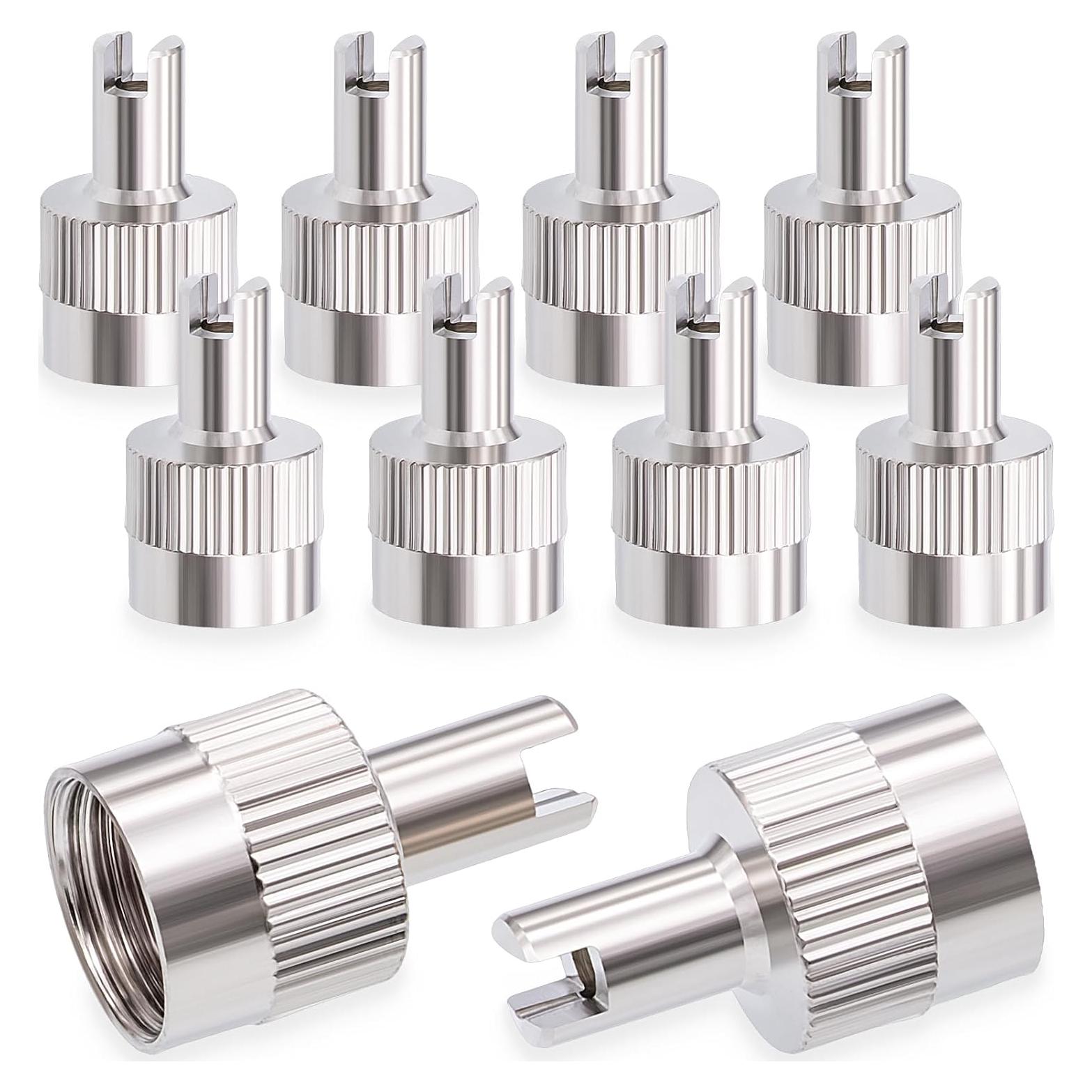 10 Tapones de Válvula de Neumático MEAJOO Plateados Universales