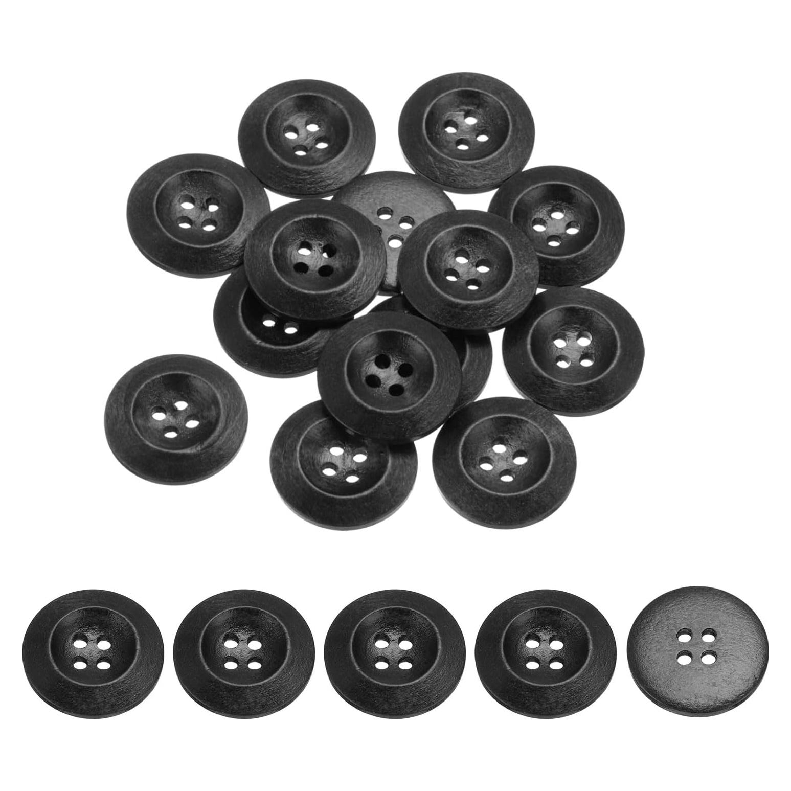 80 Botones de Madera Redondos 23mm uxcell Negro para Costura