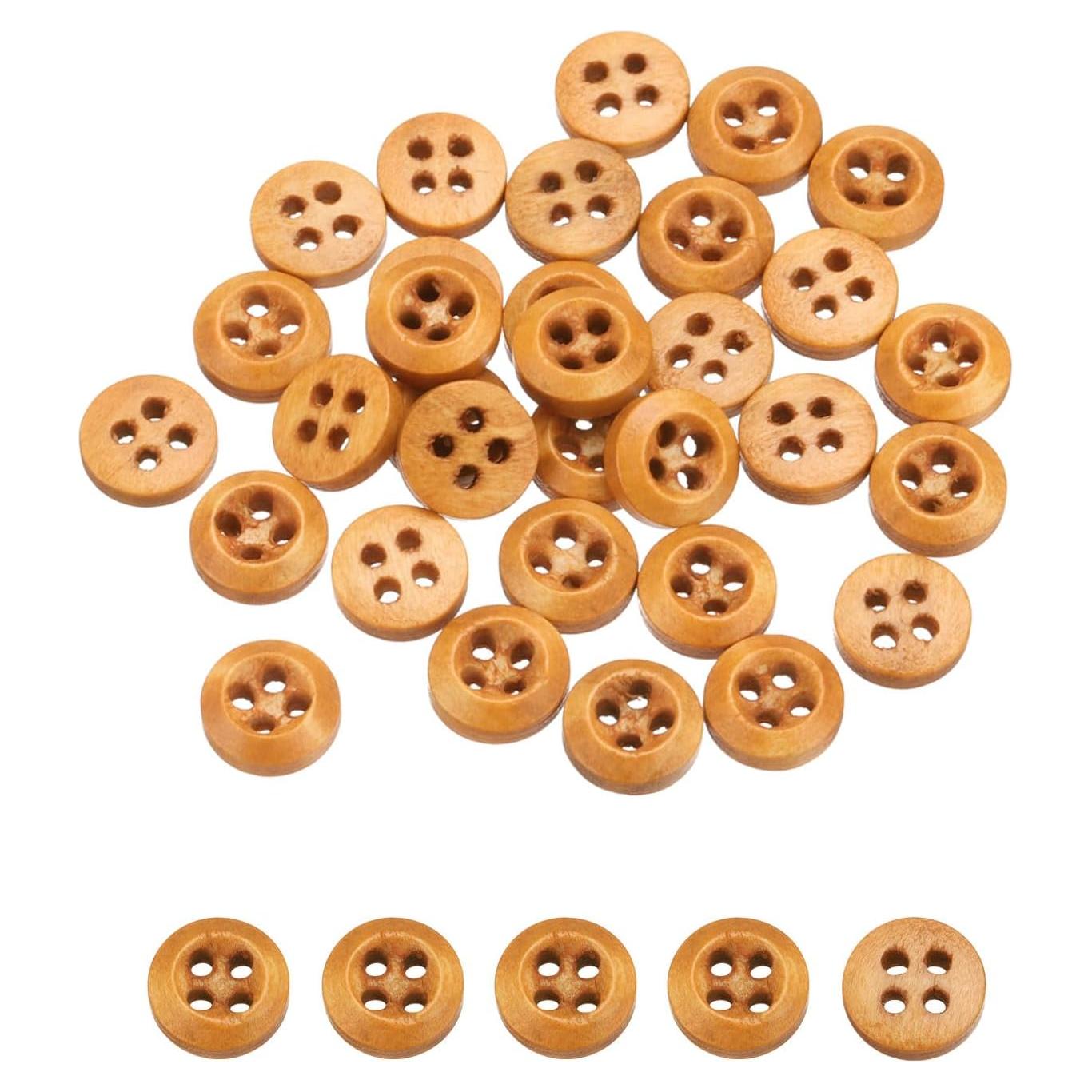 80 Botones de Madera Redondos 9mm uxcell - Marrón Claro