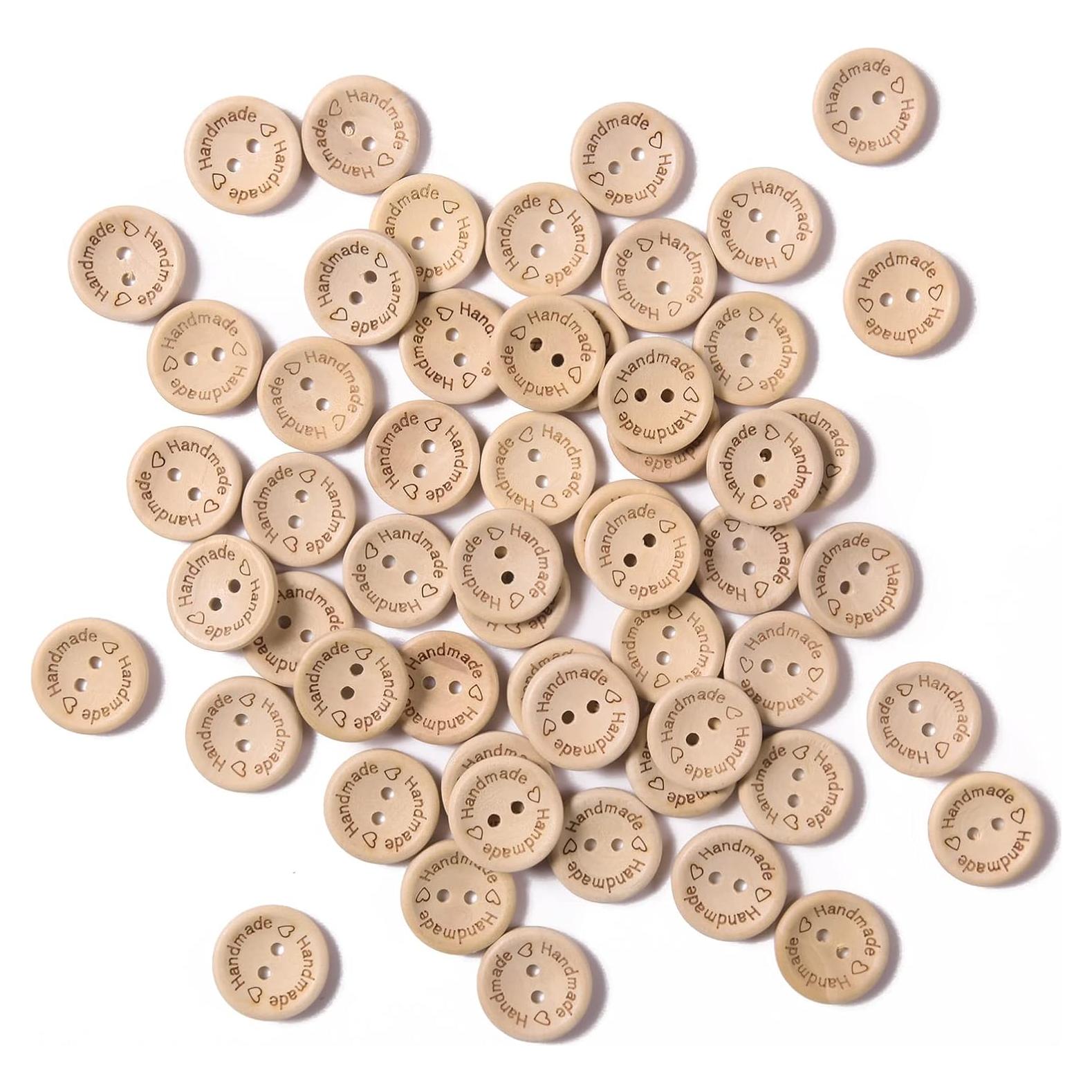 100 Botones de Madera Hechos a Mano MASONEE 20mm Redondos