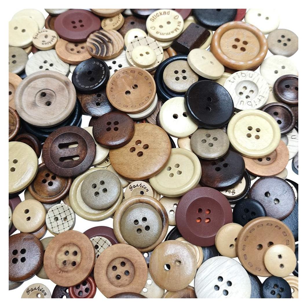 Botones de Madera Libiline 100pcs 10-30mm Decorativos