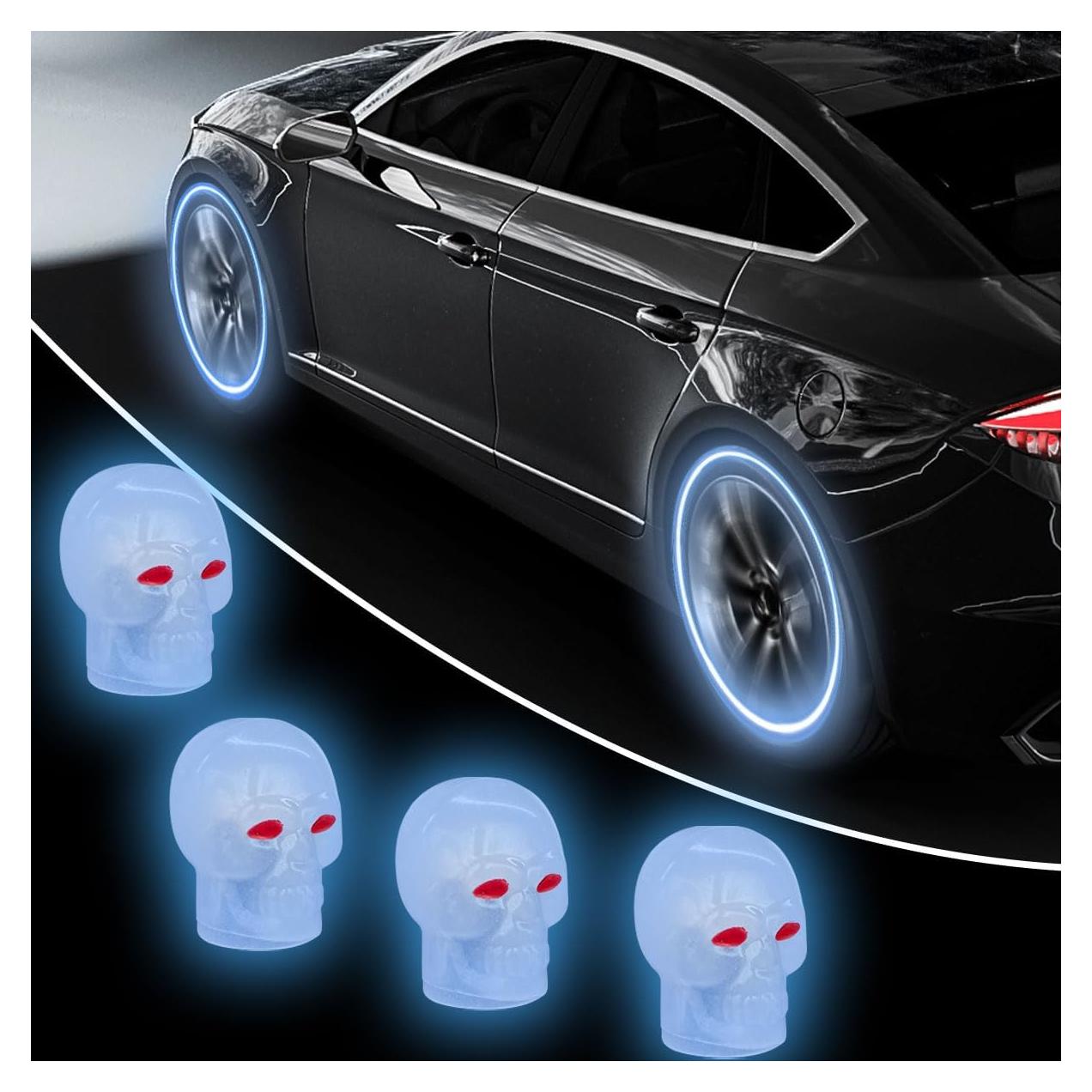 4 Tapas de Válvula de Neumático Luminosa BDZMC Azul