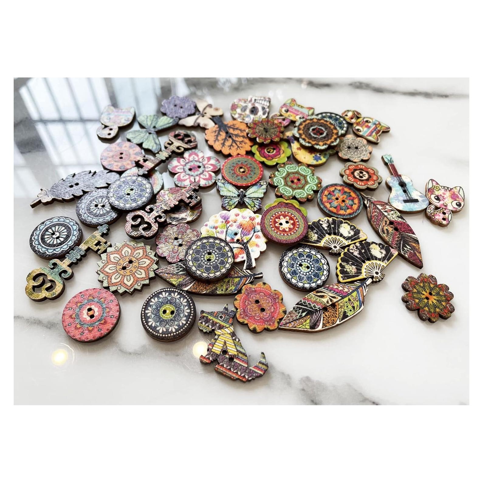 Botones de Madera T-shin 20mm Multi-Mix F Indians Paquete 100