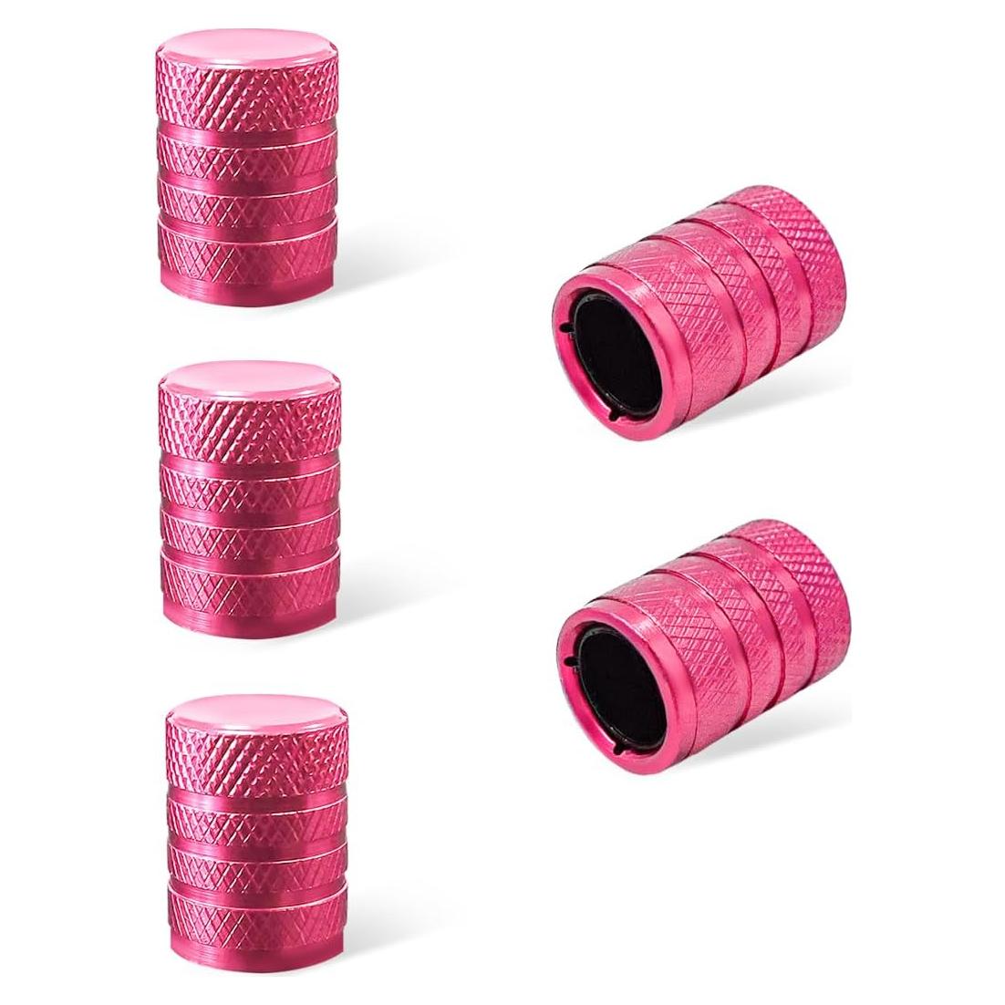5 Tapones de Válvula de Neumático de Coche Povtii Rosa