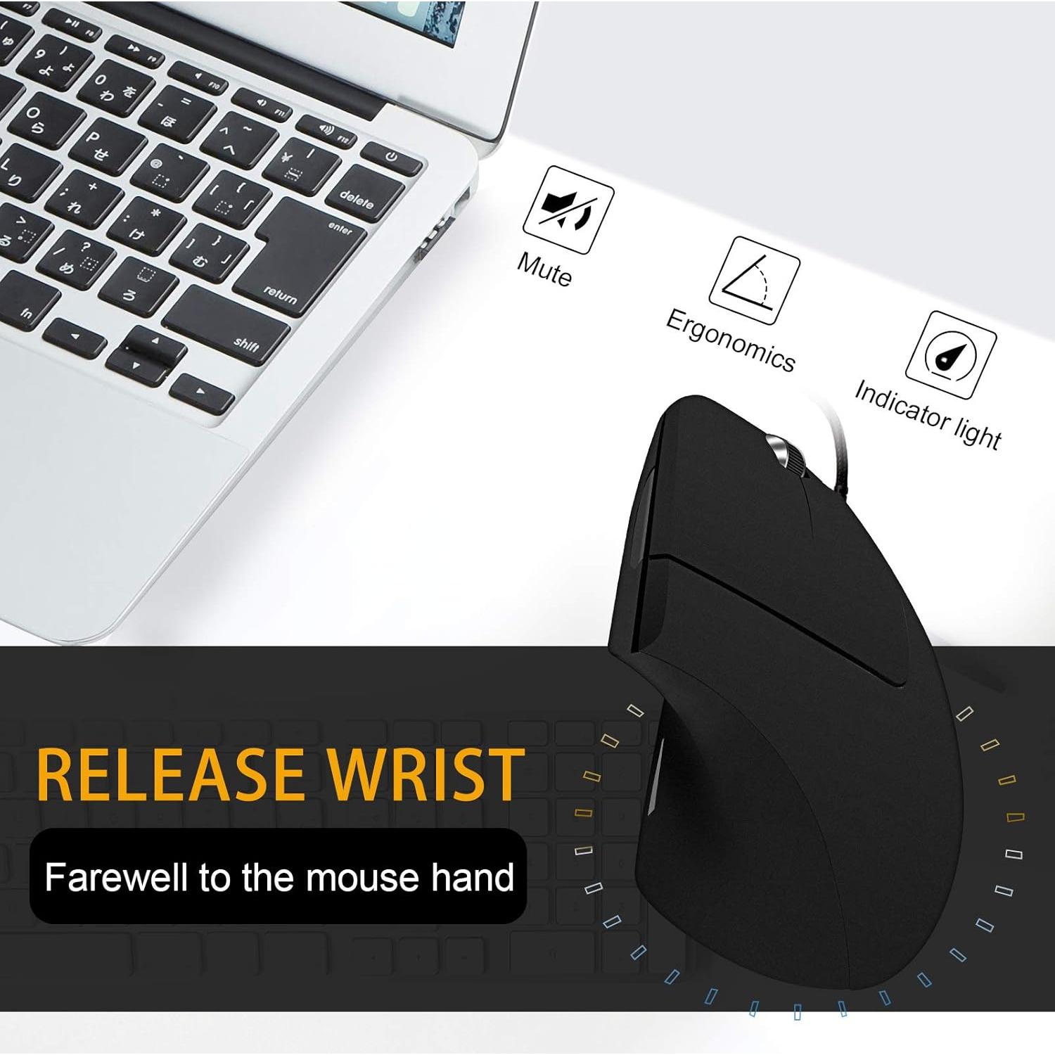 Ratón Vertical Ergonómico Shoplease USB 5 Botones 800-3200 DPI