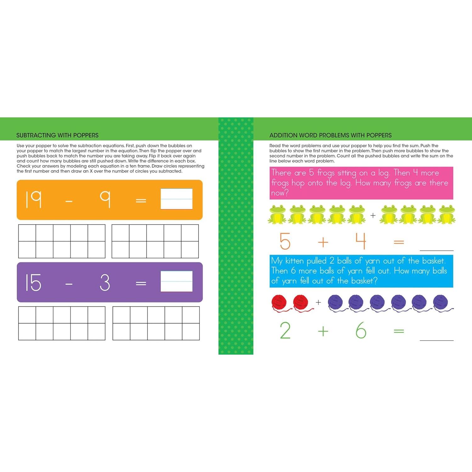 Ready to Learn: First Grade Math Write & Wipe Workbook with Popper